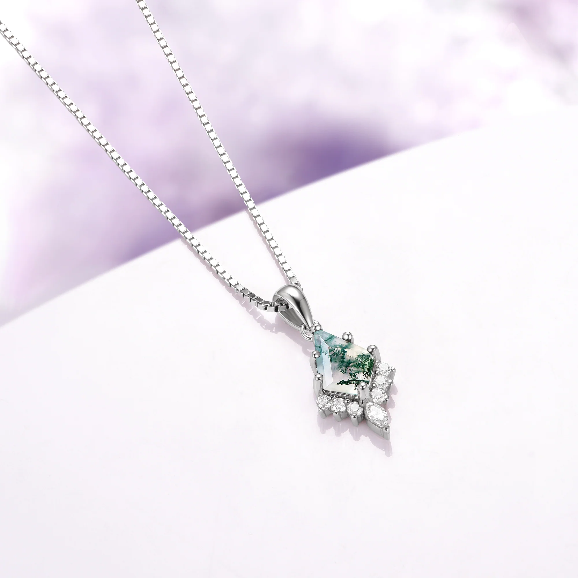 Skye Kite® Green Moss Agate Pendant Necklace in Sterling Silver - Image 3