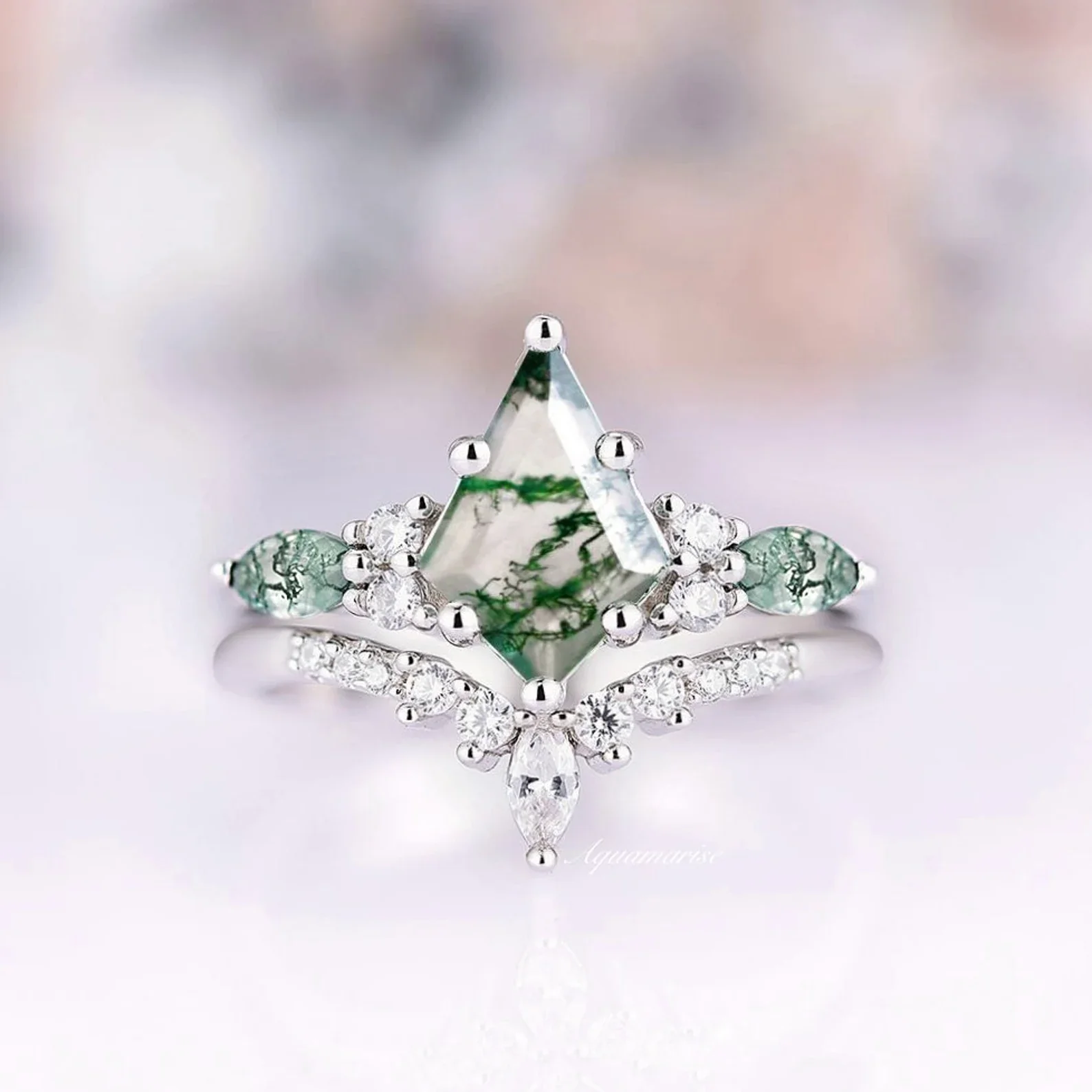 Skye Kite®  Moss Agate Couples Ring Set - Image 3