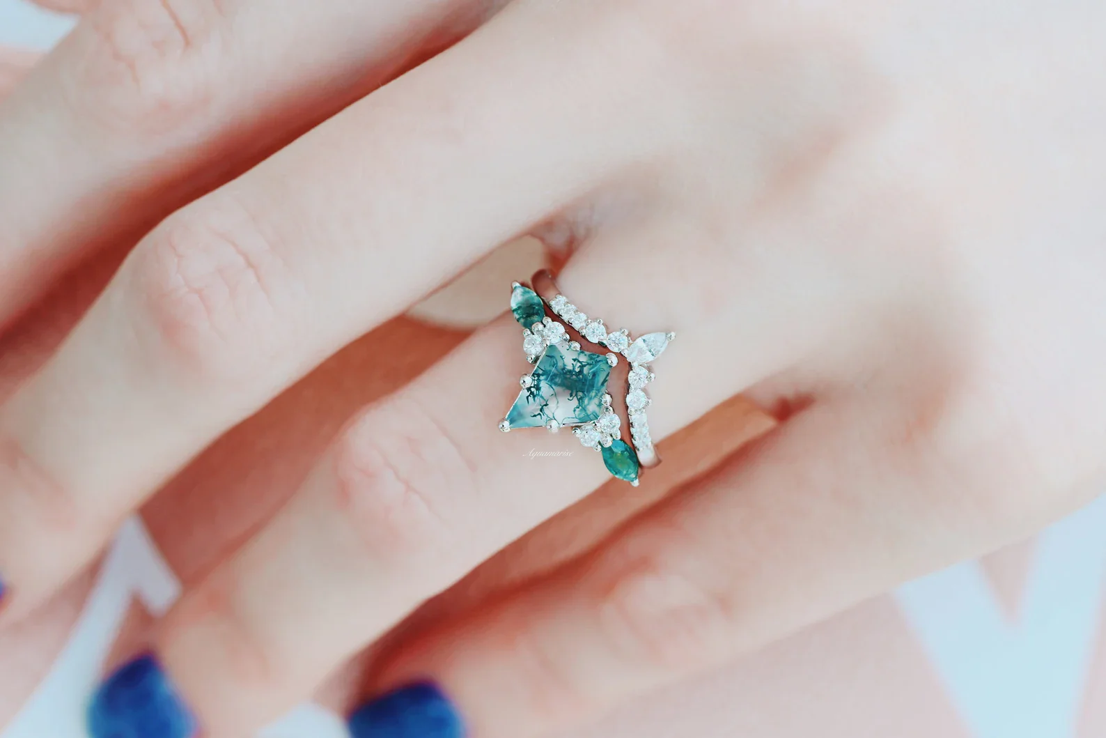 Skye Kite®  Moss Agate Couples Ring Set - Image 7