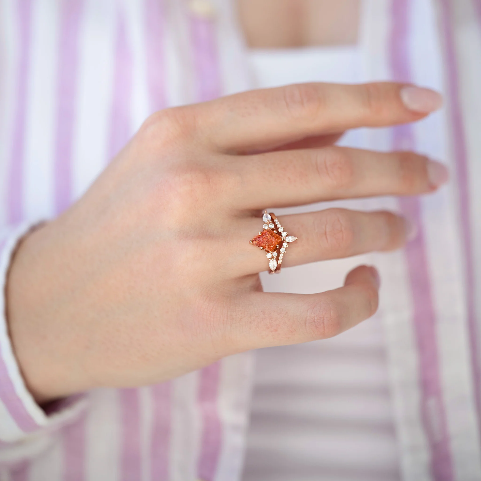 Skye Kite® Natural Sunstone Ring Set in 14K Rose Gold Vermeil - Image 3