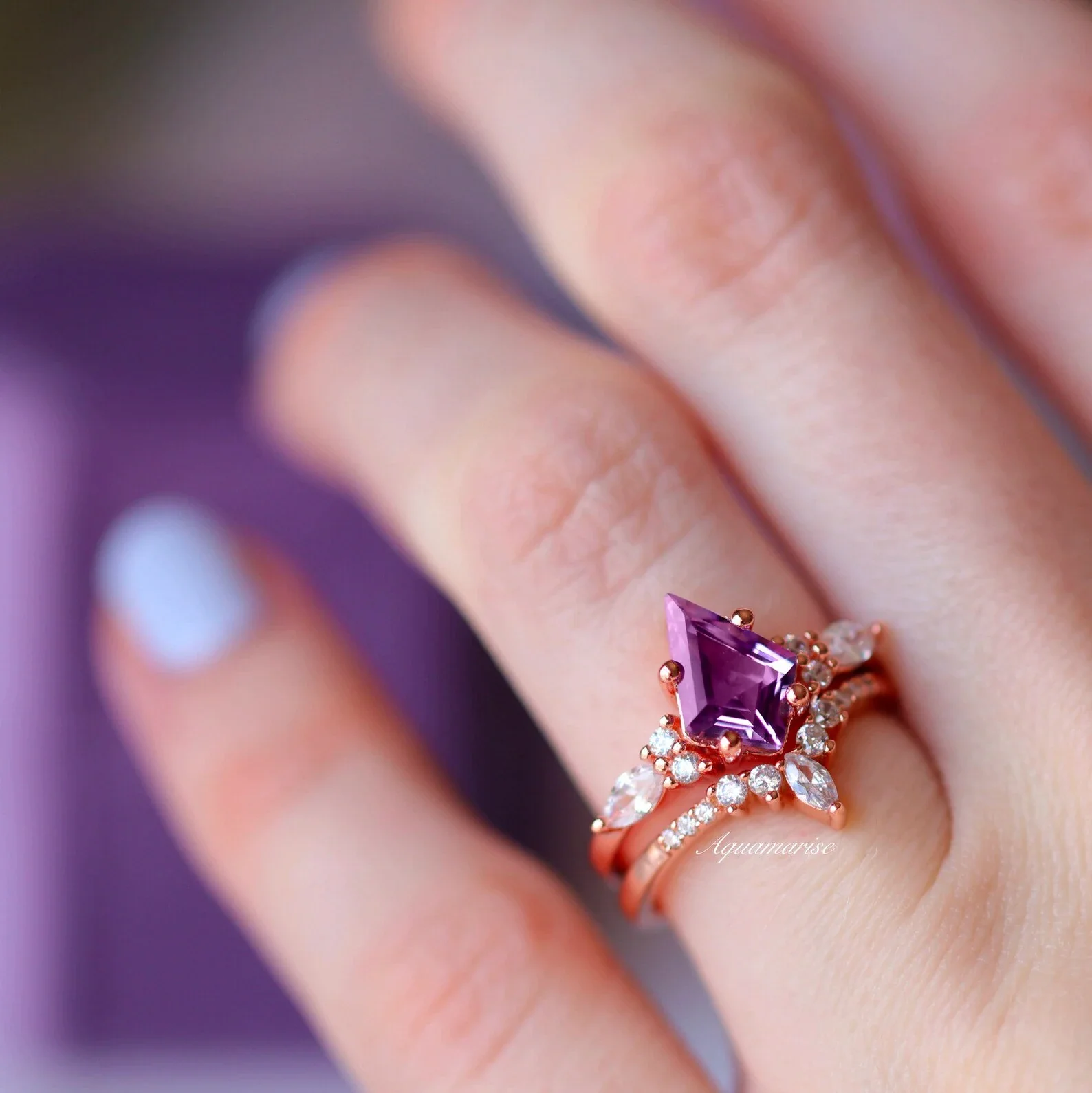 Skye Kite® Natural Amethyst Couples Ring Set - Image 7