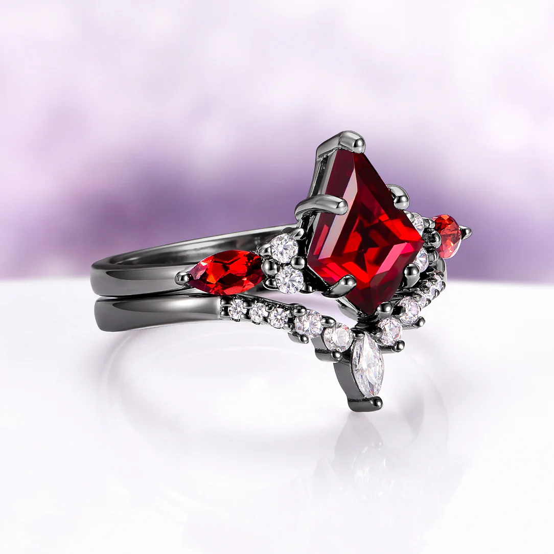 Skye KiteĀ® Natural Red Garnet Couples Ring Set - Image 10