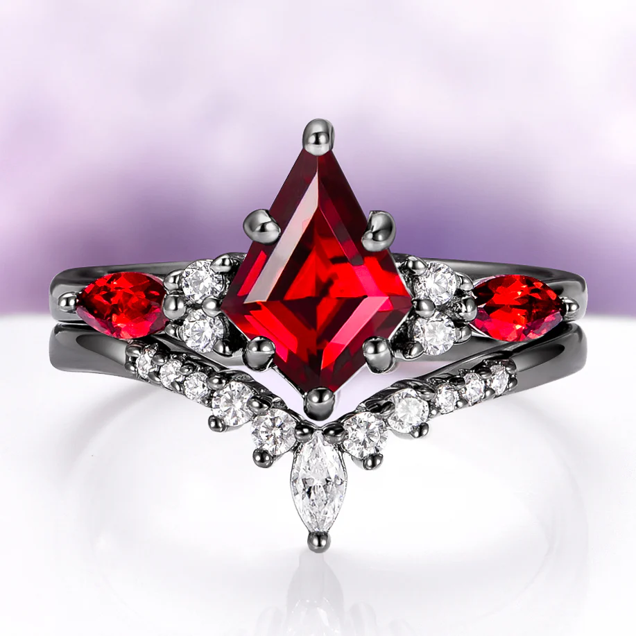 Skye KiteĀ® Natural Red Garnet Couples Ring Set - Image 3