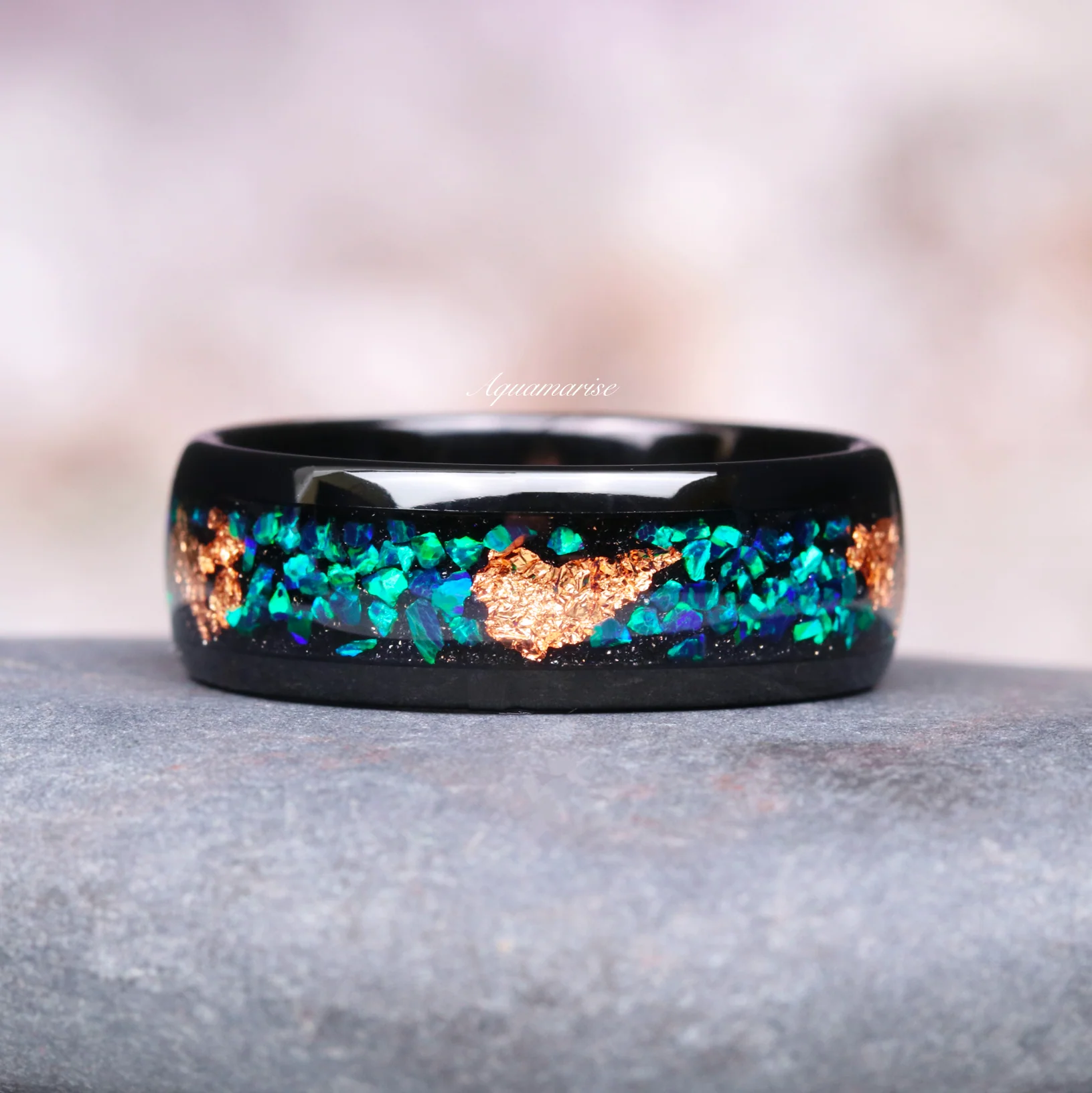 Skye KiteĀ® Peacock Fire Opal & Emerald Couples Ring Set - Image 3