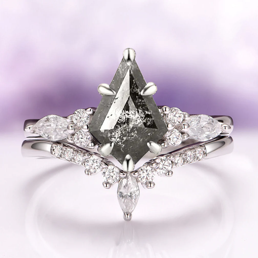 Skye Kite® Galaxy Salt & Pepper (Herkimer Diamond) and Meteorite Couples Ring Set - Image 3