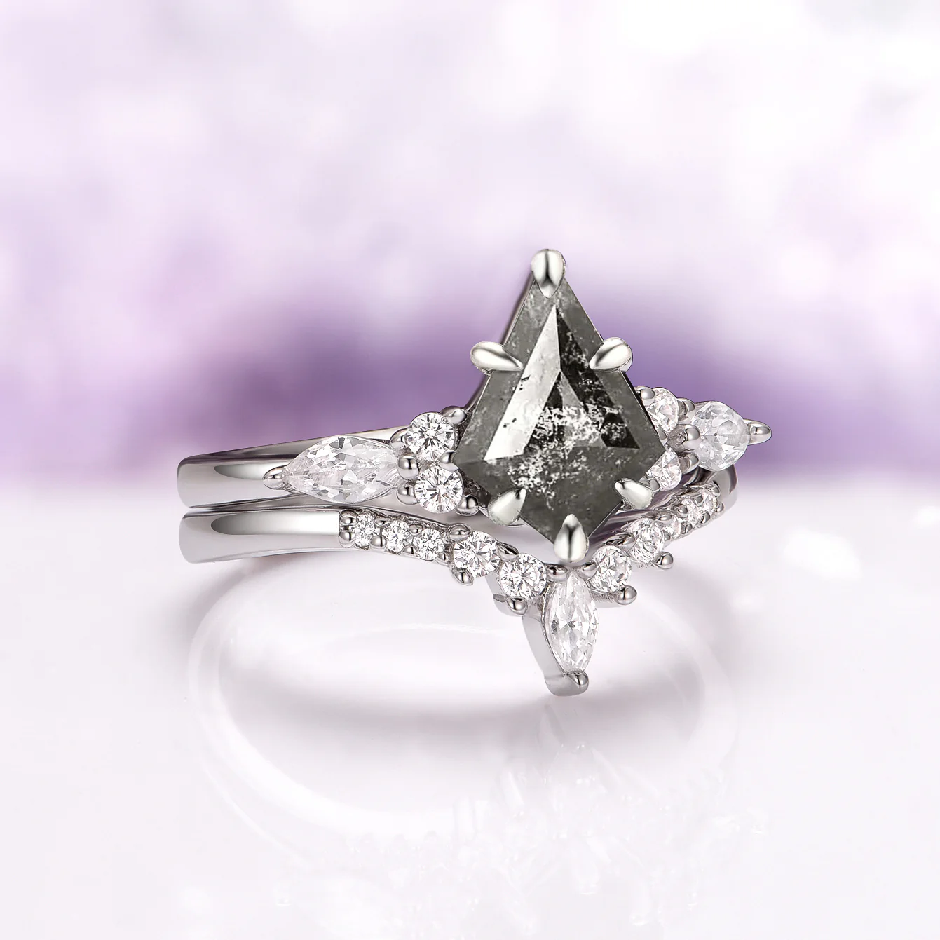 Skye Kite® Galaxy Salt & Pepper (Herkimer Diamond) and Meteorite Couples Ring Set - Image 13