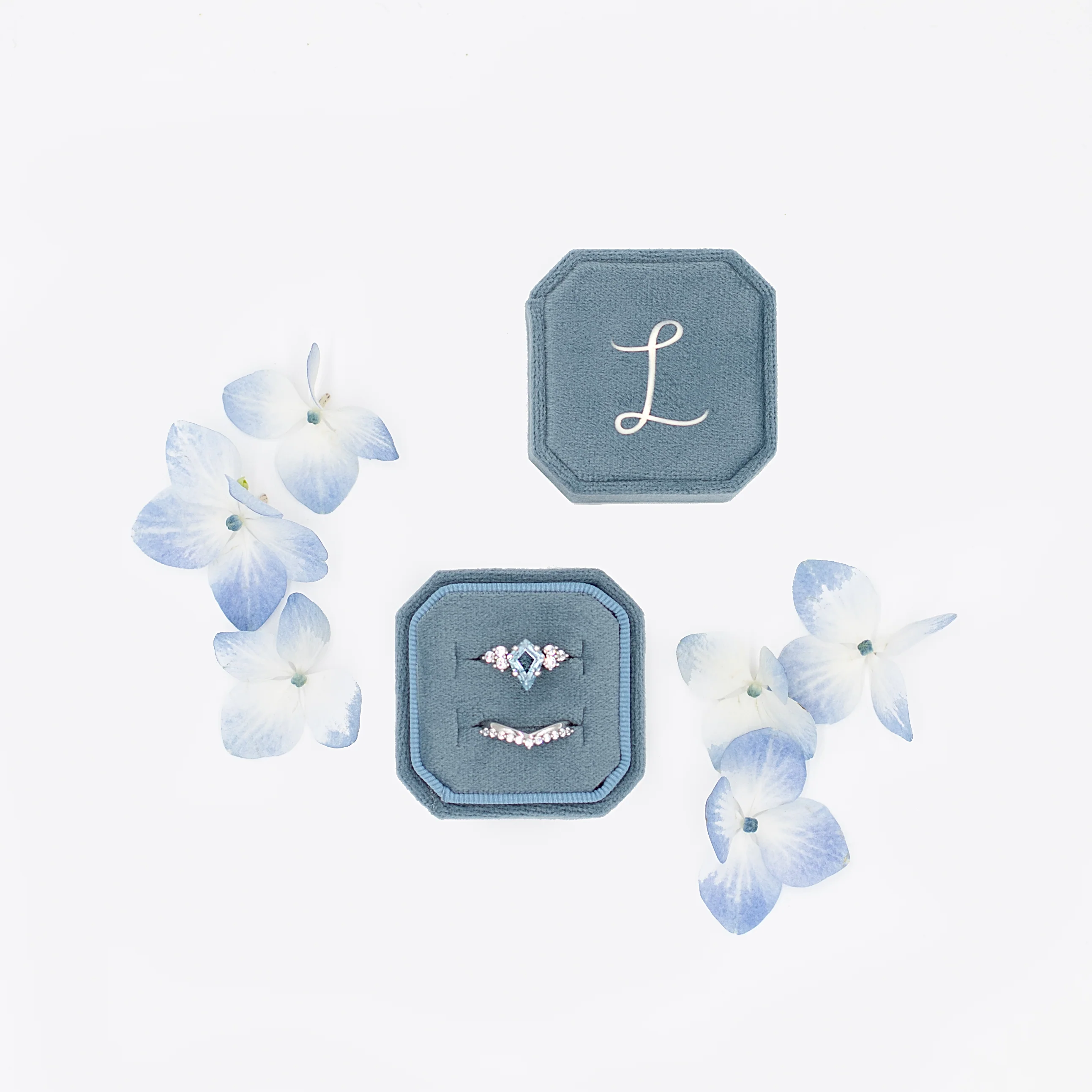 Skylar Kite Cut Aquamarine Engagement Ring Set in 14K White Gold - Image 2