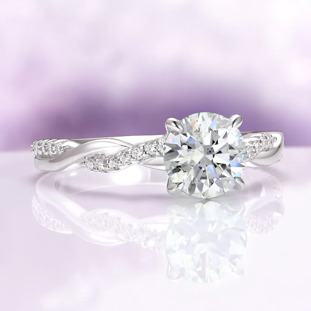 Sophia Round Cut Lab-Grown Diamond Engagement Ring in 14K White Gold (IGI Certified) - Image 4