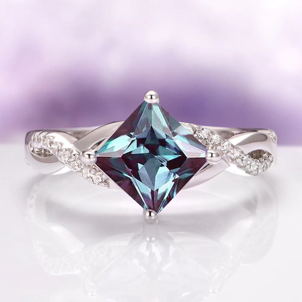 Sophia Twisted Vine Alexandrite Ring in Sterling Siver