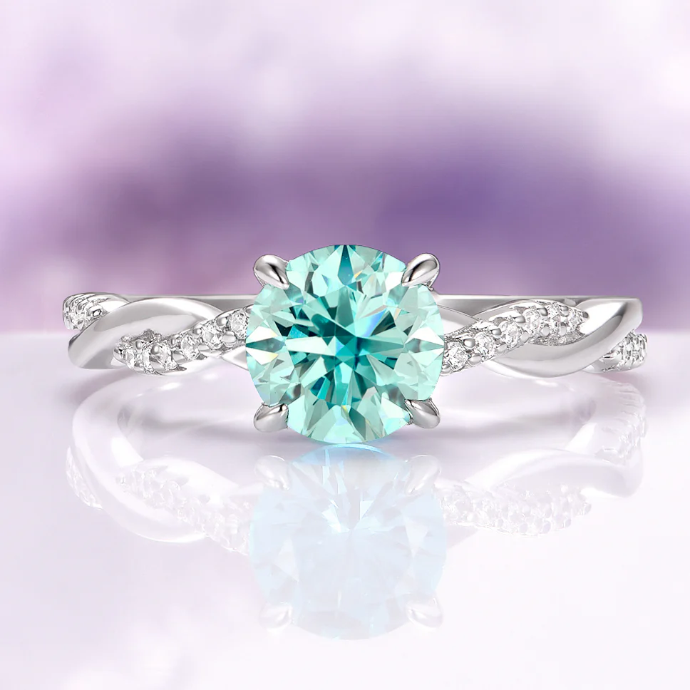 Sophia Twisted Vine Light Green Sapphire Engagement Ring in 14K White Gold