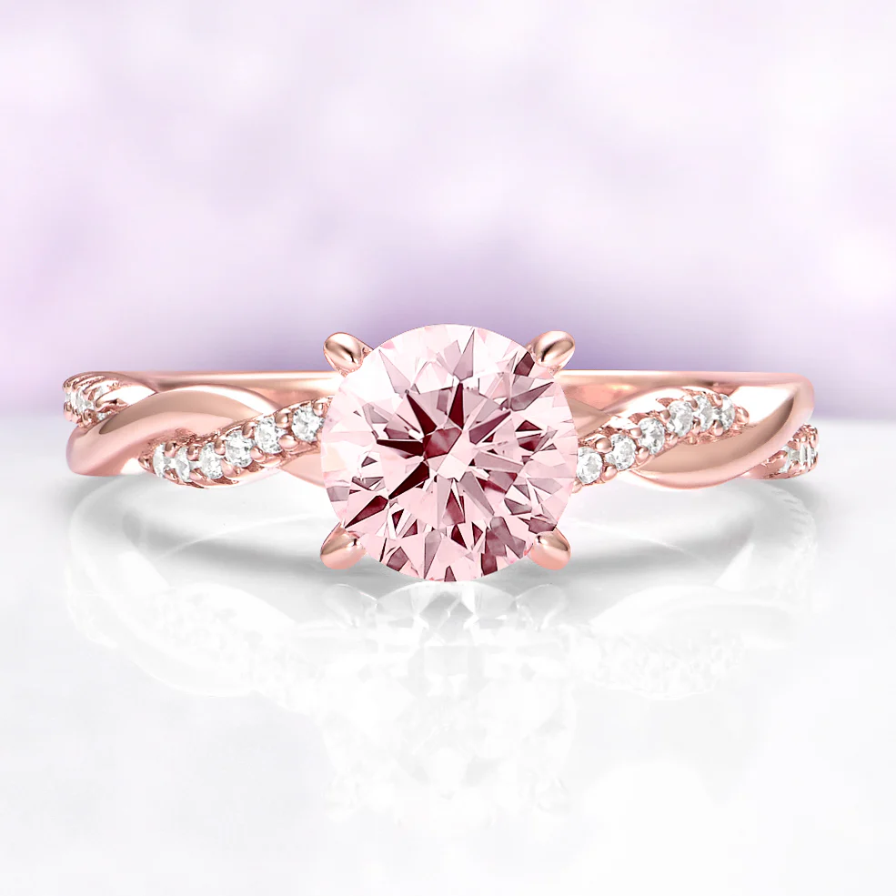 Sophia Twisted Vine Morganite Ring- 14K Solid Rose Gold