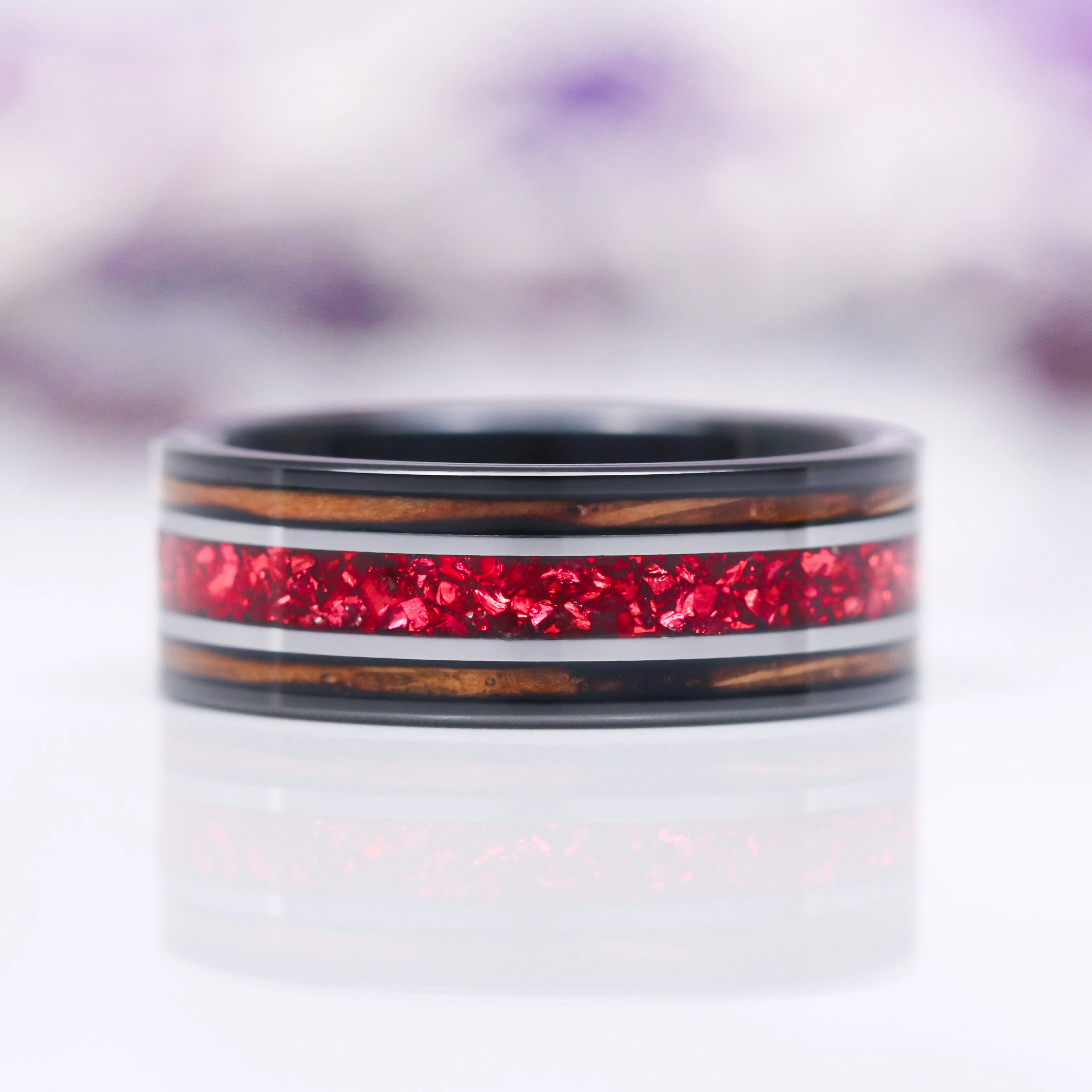 Unique Fireworks Cut Garnet & Whiskey Barrel Couples Ring Set - Image 3