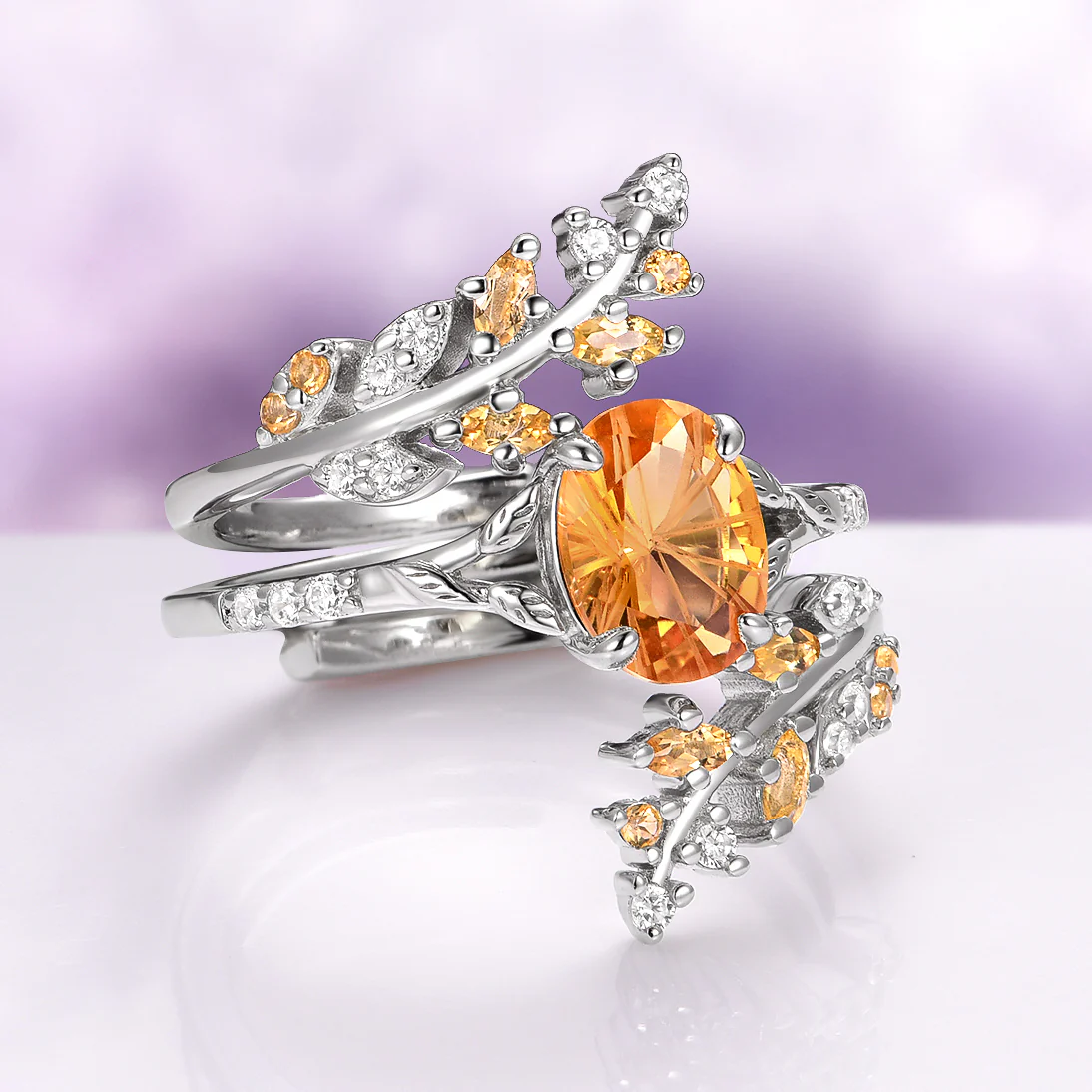 Fantasy Cut Citrine Couples Ring Set - Image 6