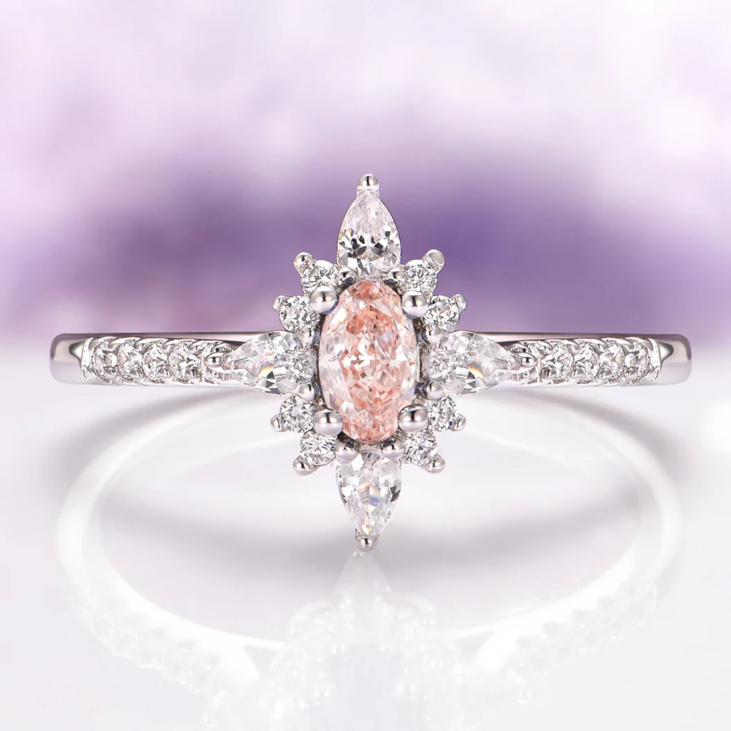 Starburst Morganite Engagement Ring in Sterling Silver