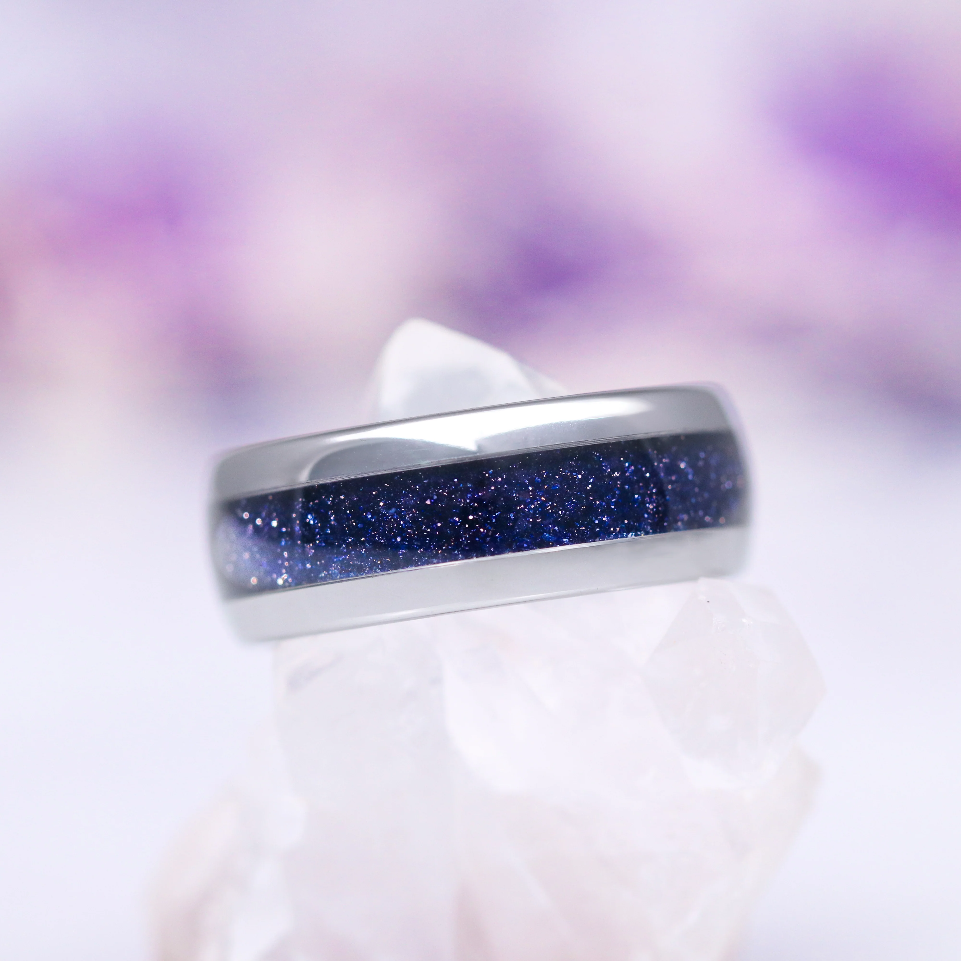 Starry Night Crescent Moon Couples Ring Set - Image 6