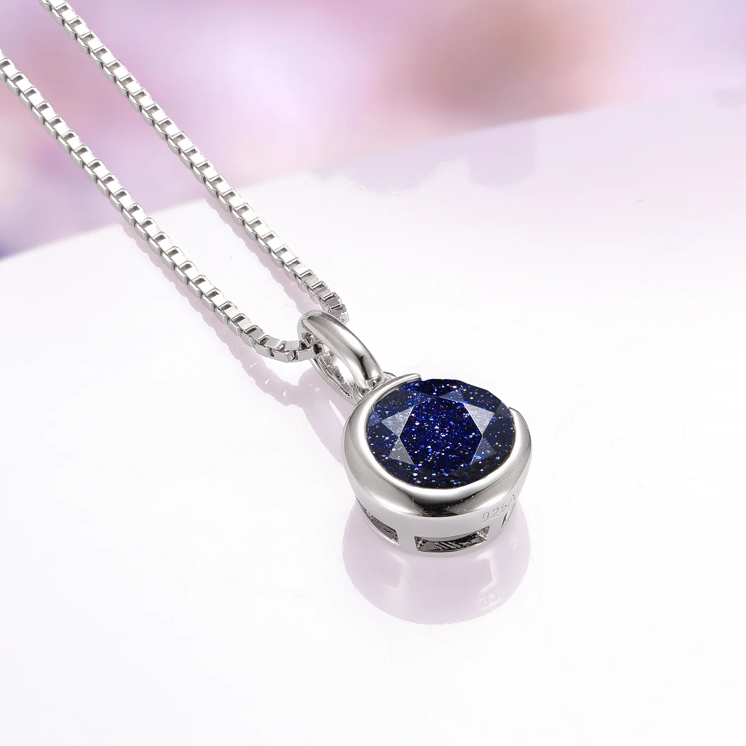 Starry Night Crescent Moon Necklace in Sterling Silver - Image 2