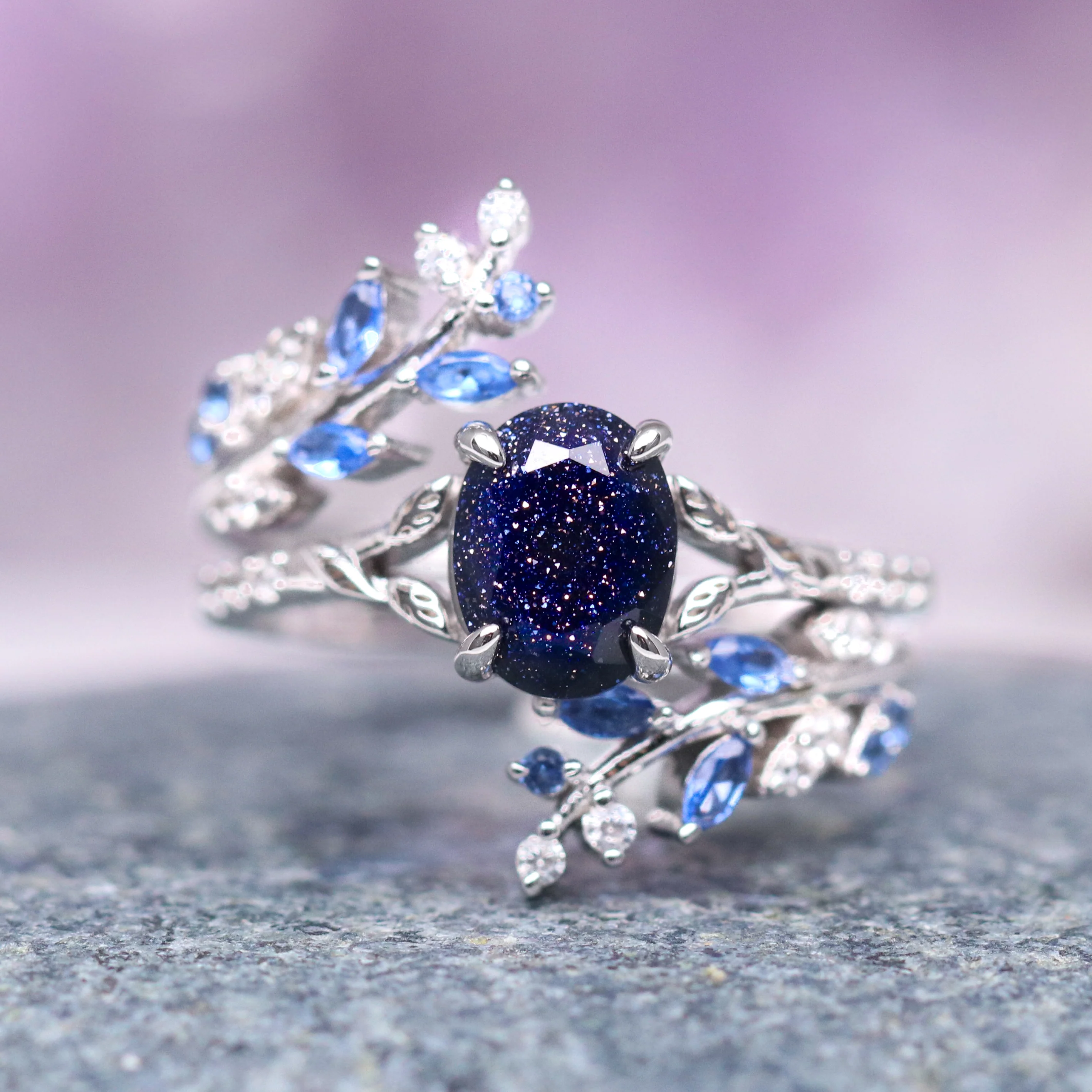 Starry Night & Trees Couples Ring Set - Image 4