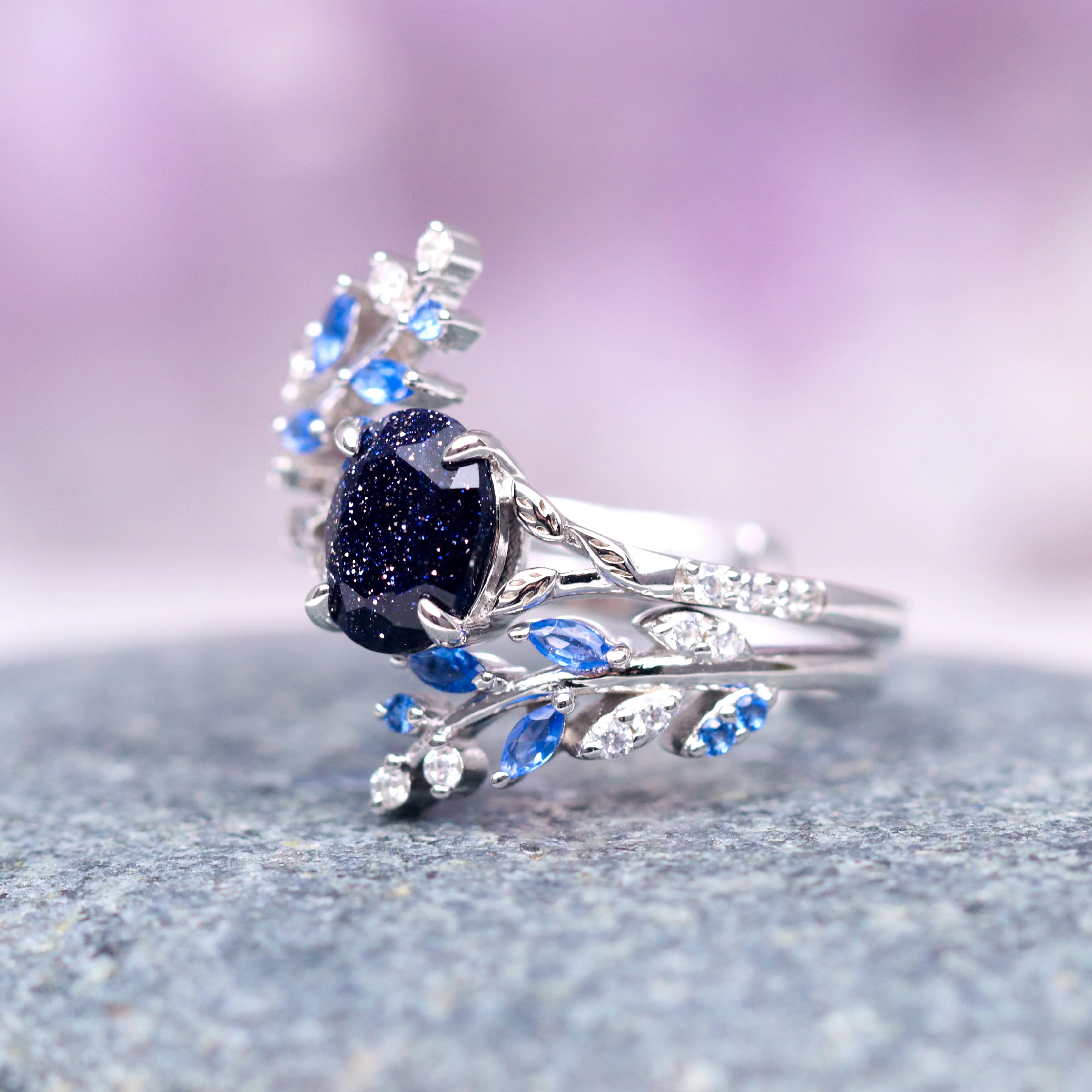 Starry Night & Trees Couples Ring Set - Image 7