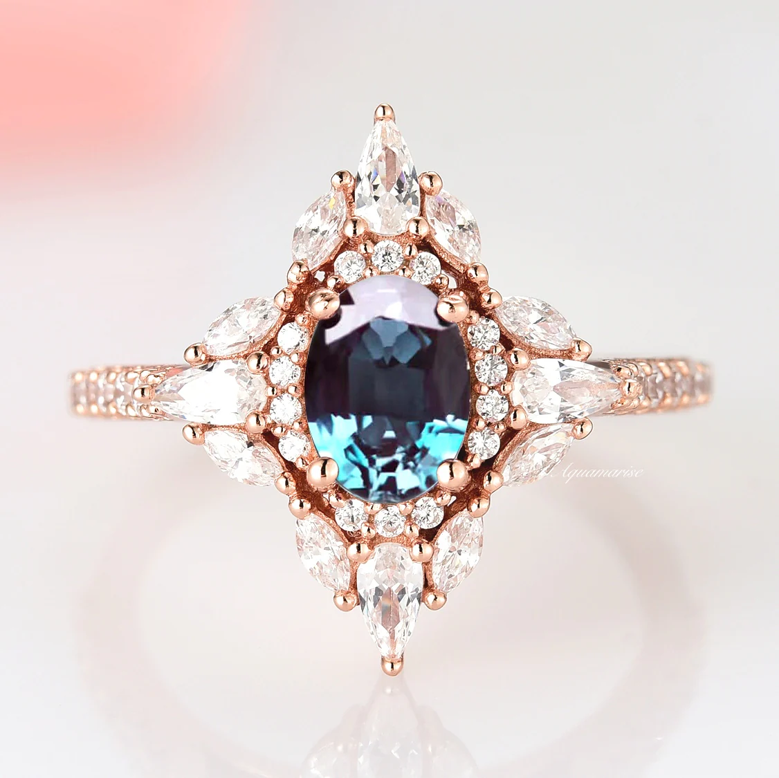 Stella Alexandrite Ring- 14K Rose Gold Vermeil