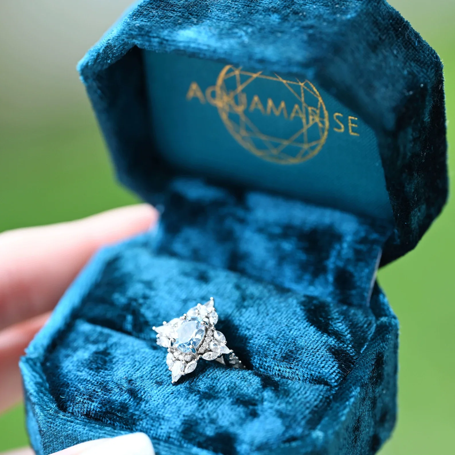 Stella Oval Cut Aquamarine Vintage Engagement Ring in 14K White Gold - Image 4