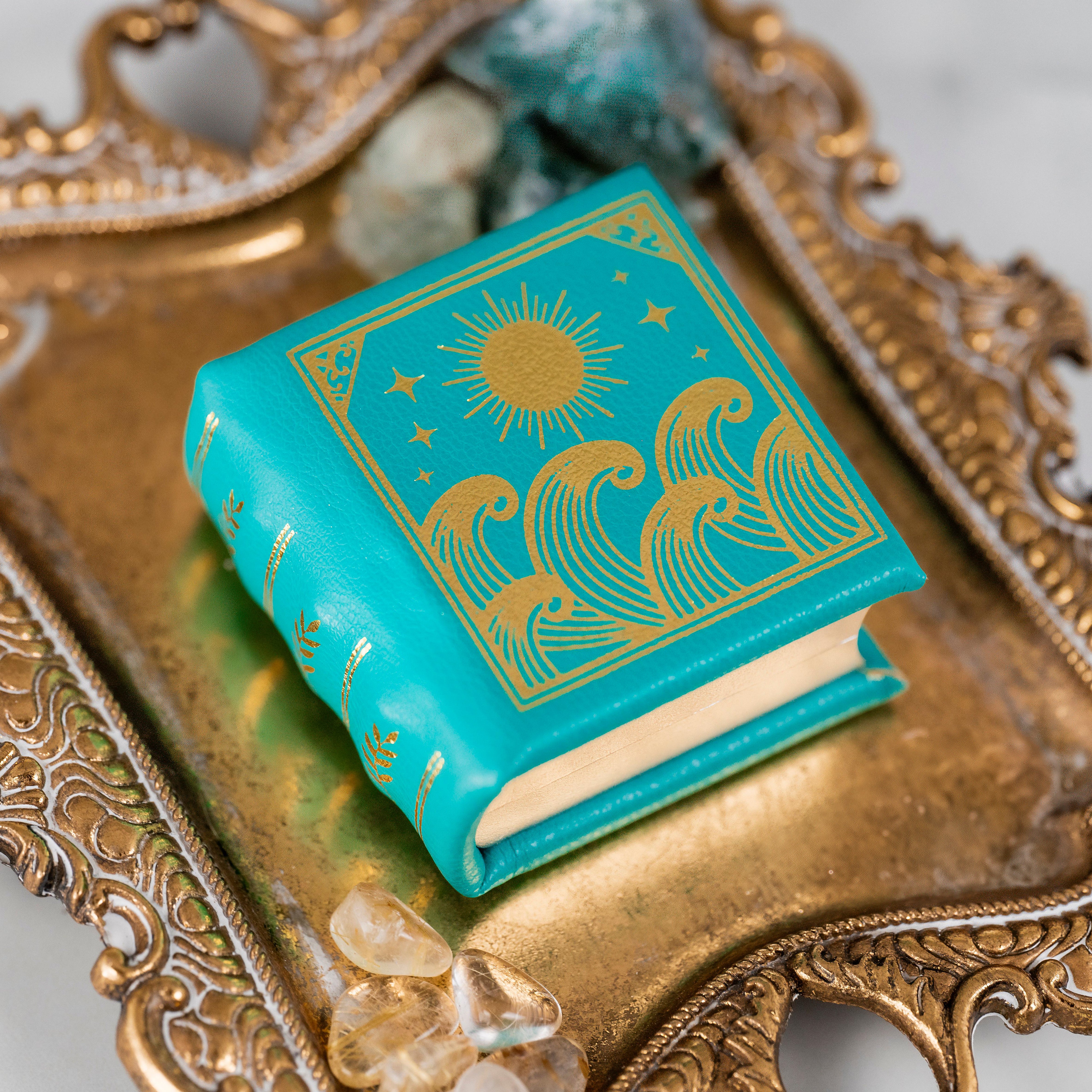 Summer Court Handmade Leather Book Ring Box- Ocean Tide Teal Edition (Small) - Image 15