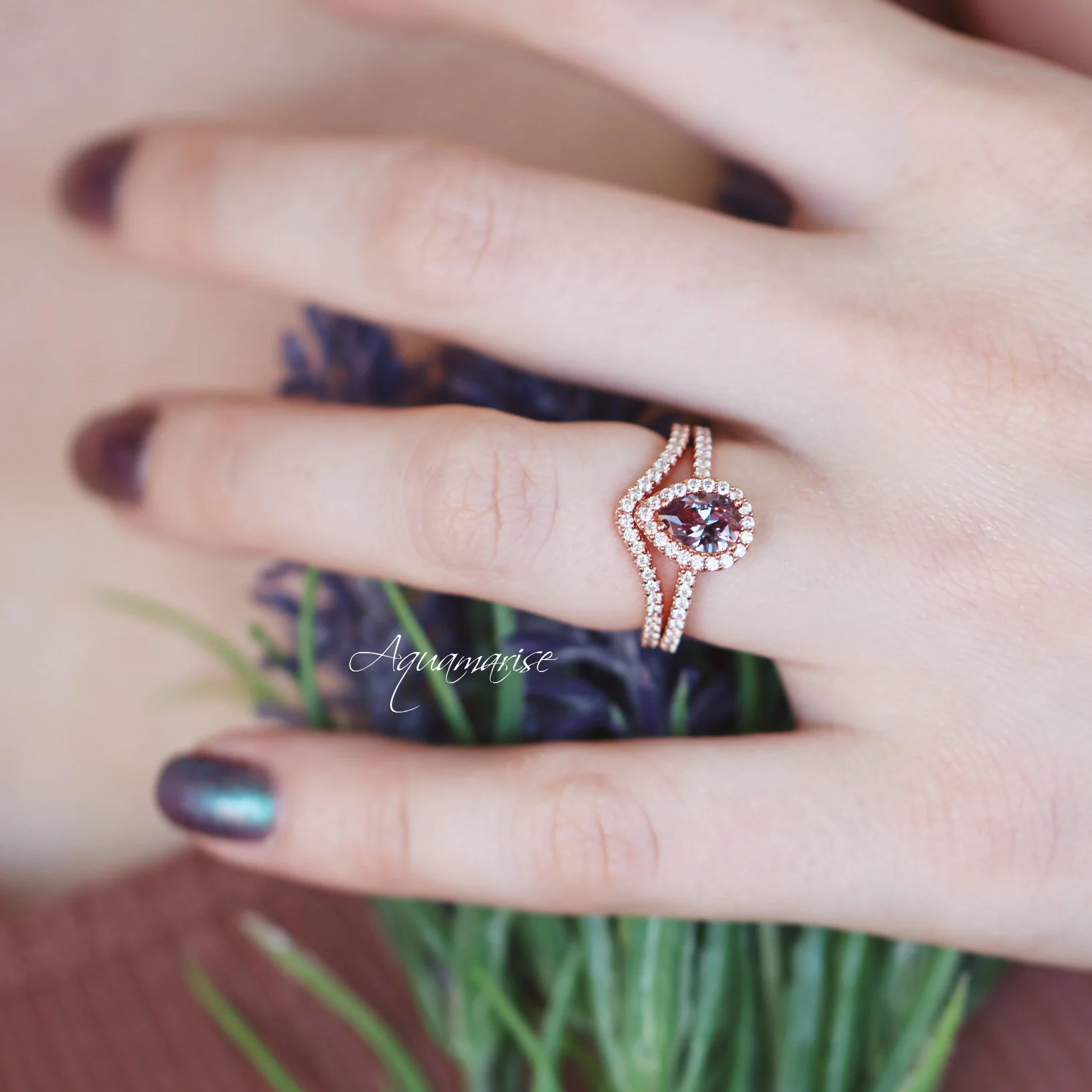 Emily Alexandrite Ring- 14K Rose Gold Vermeil - Image 4