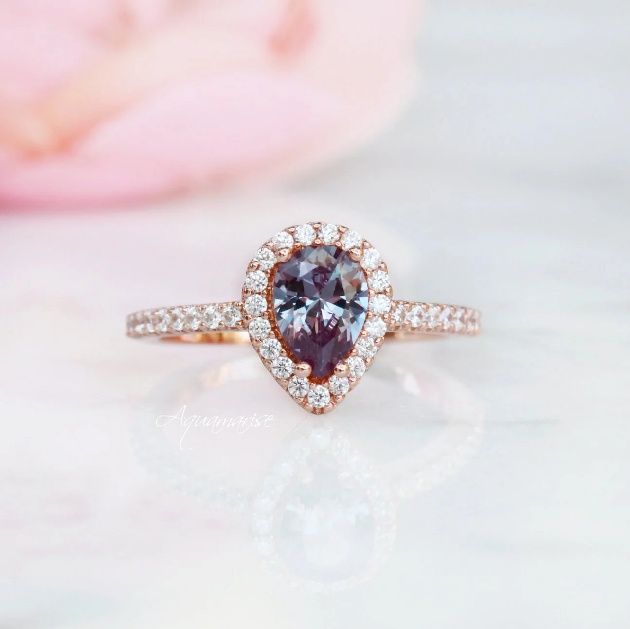 Emily Alexandrite Ring- 14K Rose Gold Vermeil - Image 6