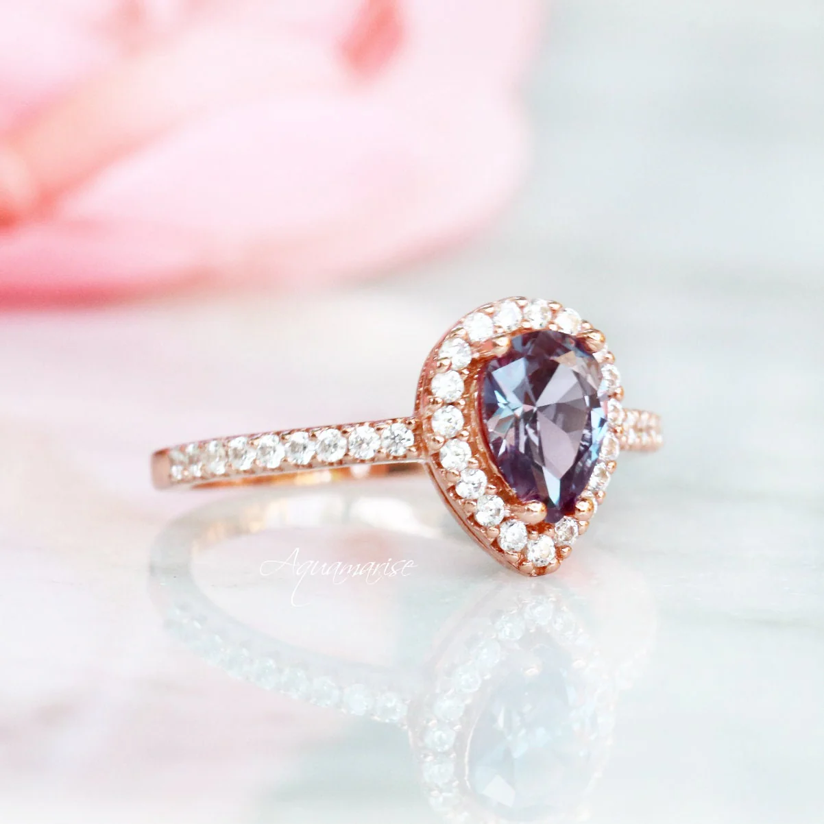 Emily Alexandrite Ring- 14K Rose Gold Vermeil - Image 7
