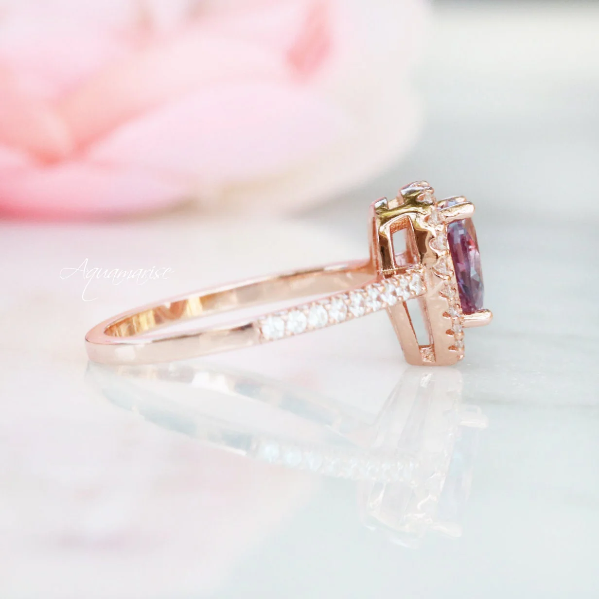 Emily Alexandrite Ring- 14K Rose Gold Vermeil - Image 8