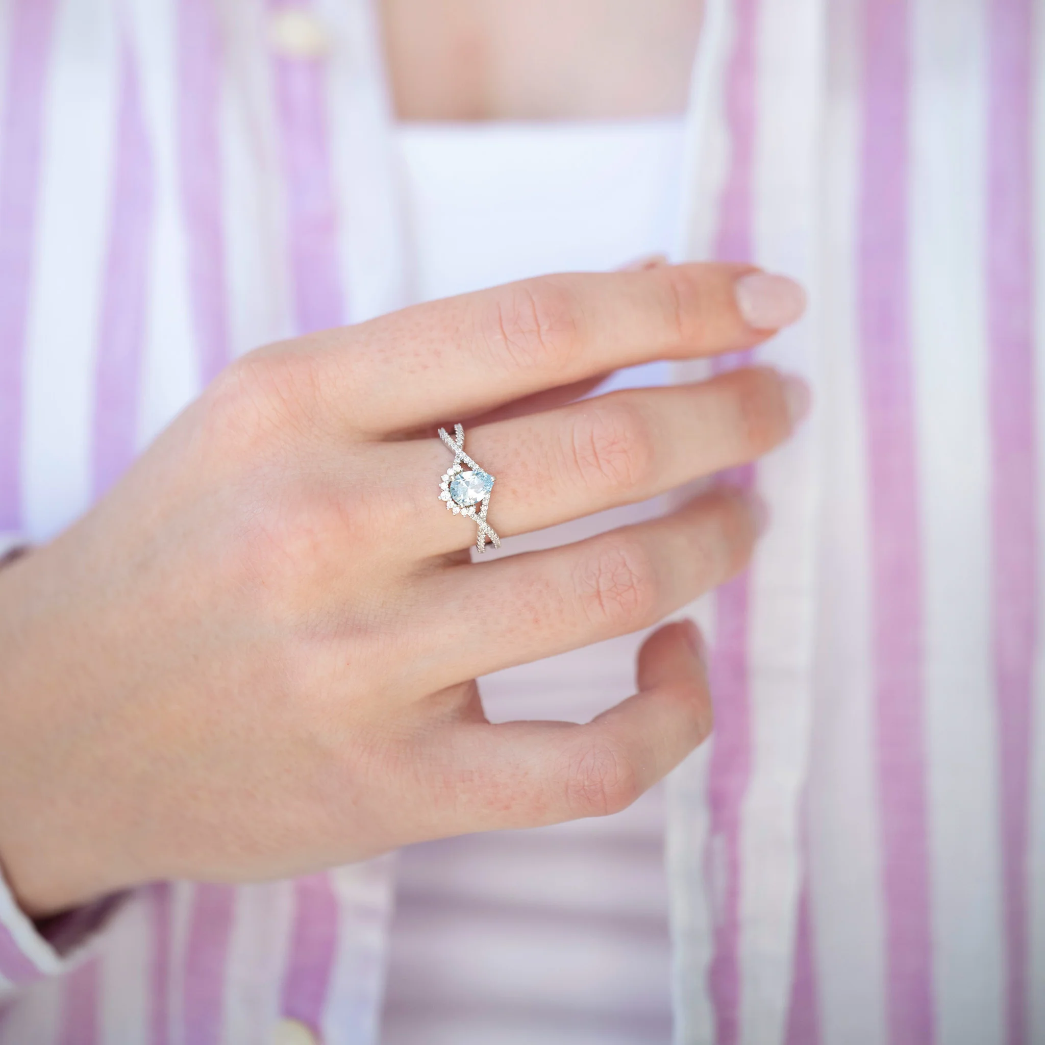 Alice Aquamarine Ring- Sterling Silver - Image 2