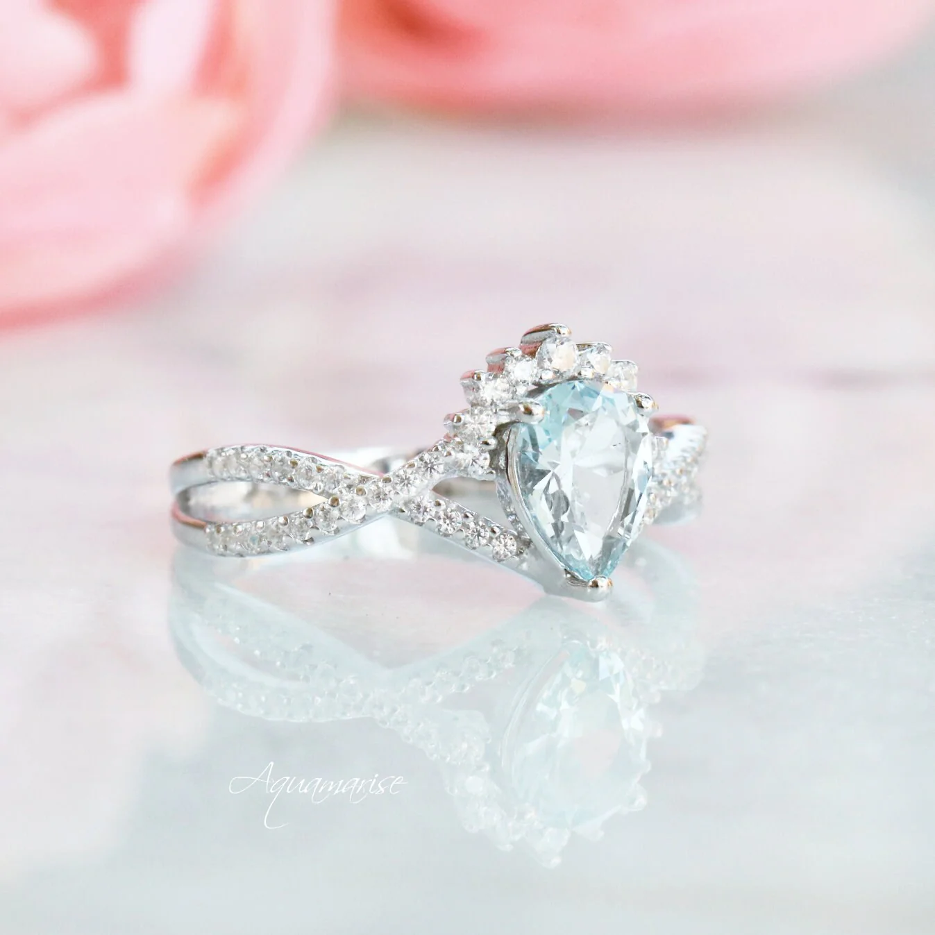Alice Aquamarine Ring- Sterling Silver - Image 4