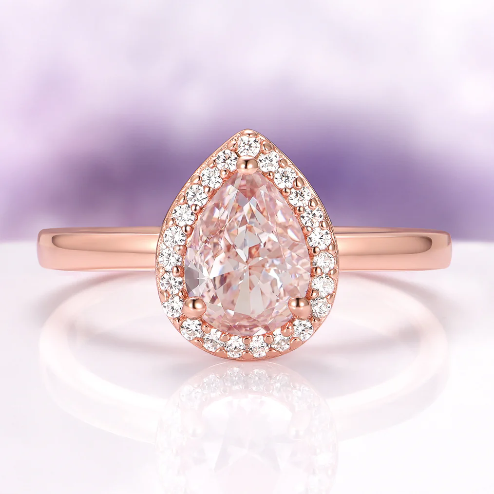 Teardrop Morganite Engagement Ring in 14K Rose Gold Vermeil