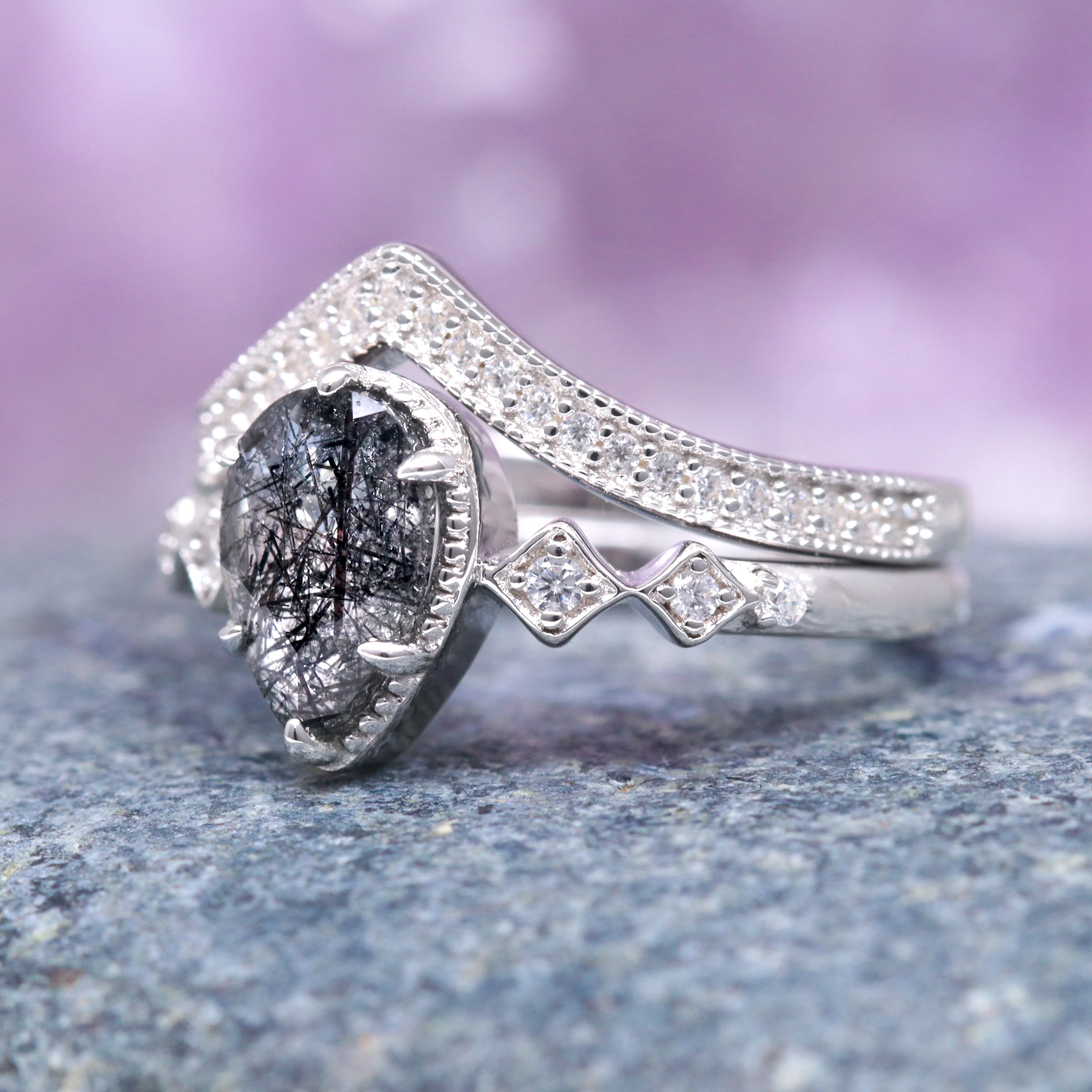 Rutilated Quartz Couples Ring Set - Image 4