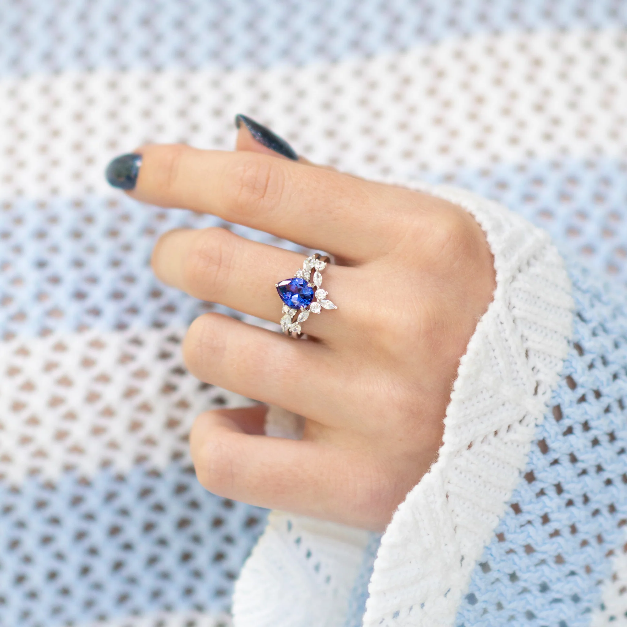 Evelyn Teardrop Tanzanite Ring Set in Sterling Silver - Image 2