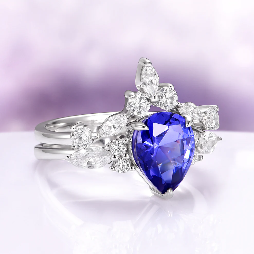 Evelyn Teardrop Tanzanite Ring Set in Sterling Silver - Image 6