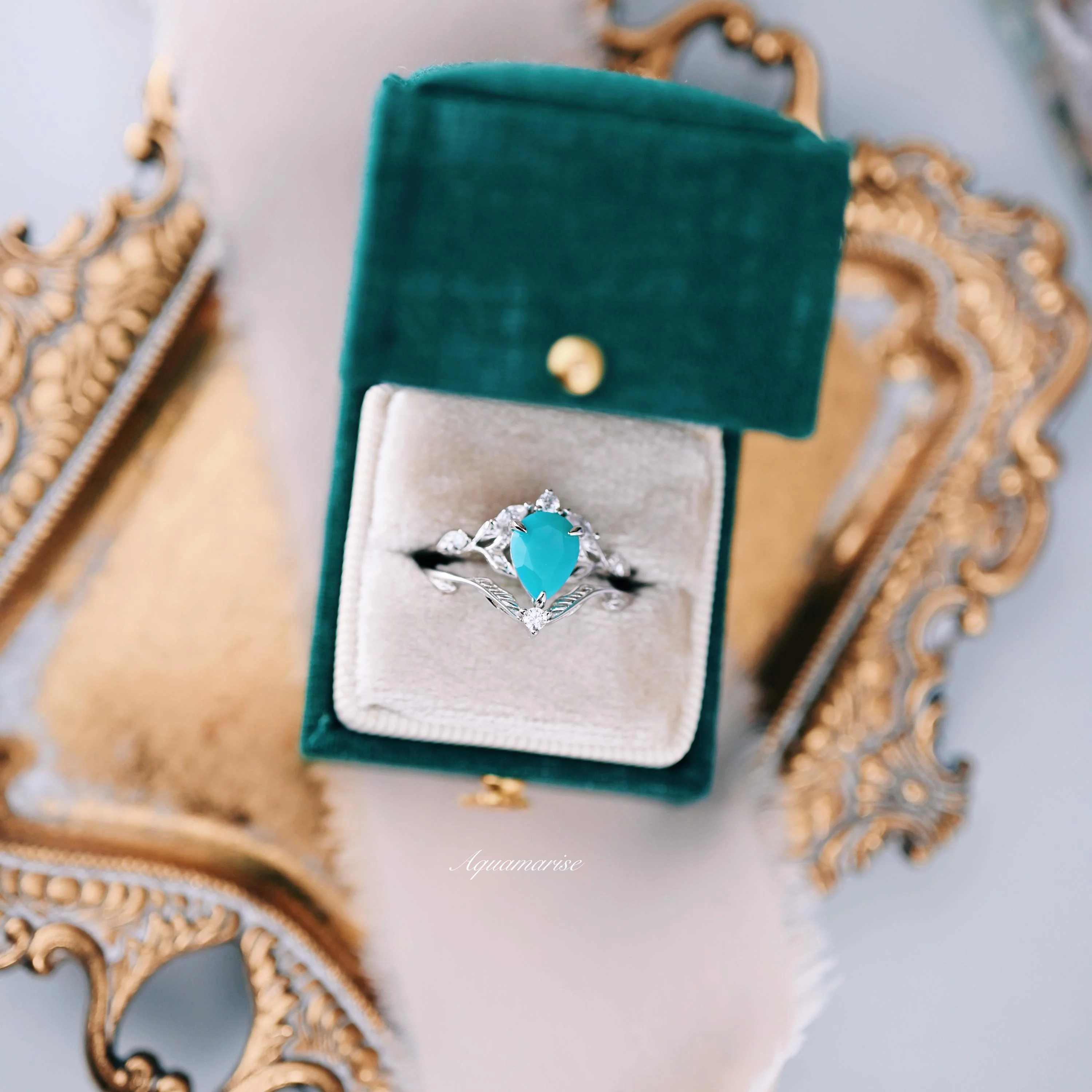 Turquoise Opalescent Blue Sapphire Ring Set in Sterling Silver - Image 3