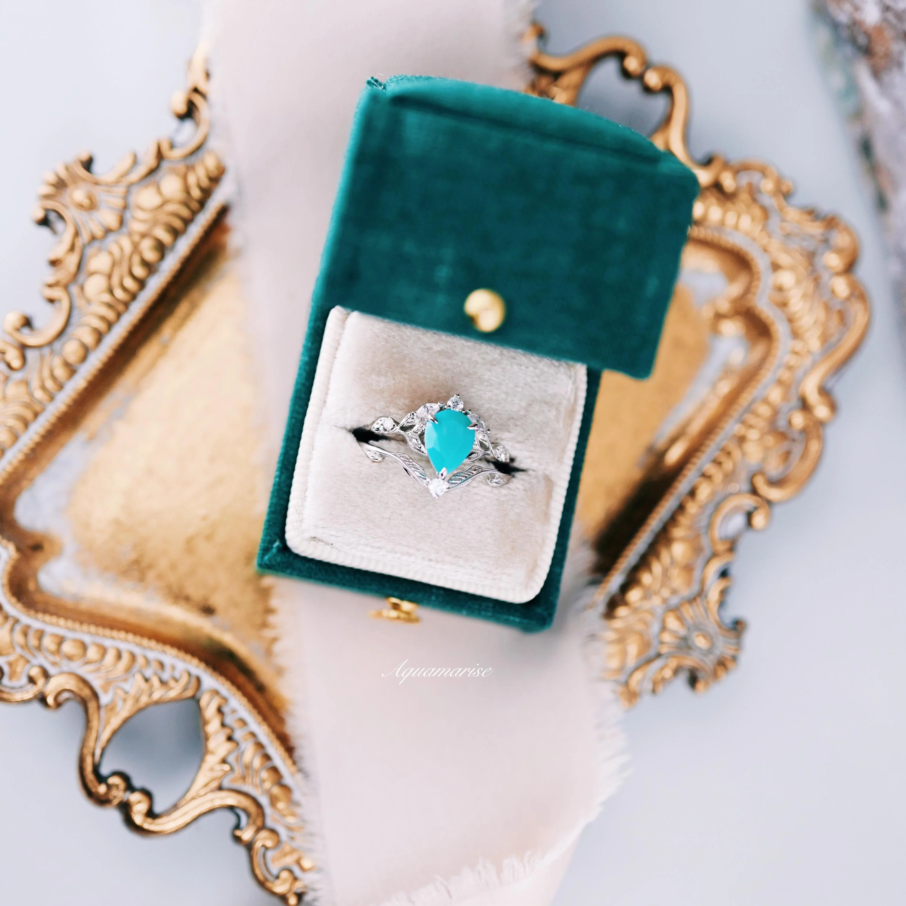 Turquoise Opalescent Blue Sapphire Ring Set in Sterling Silver - Image 4