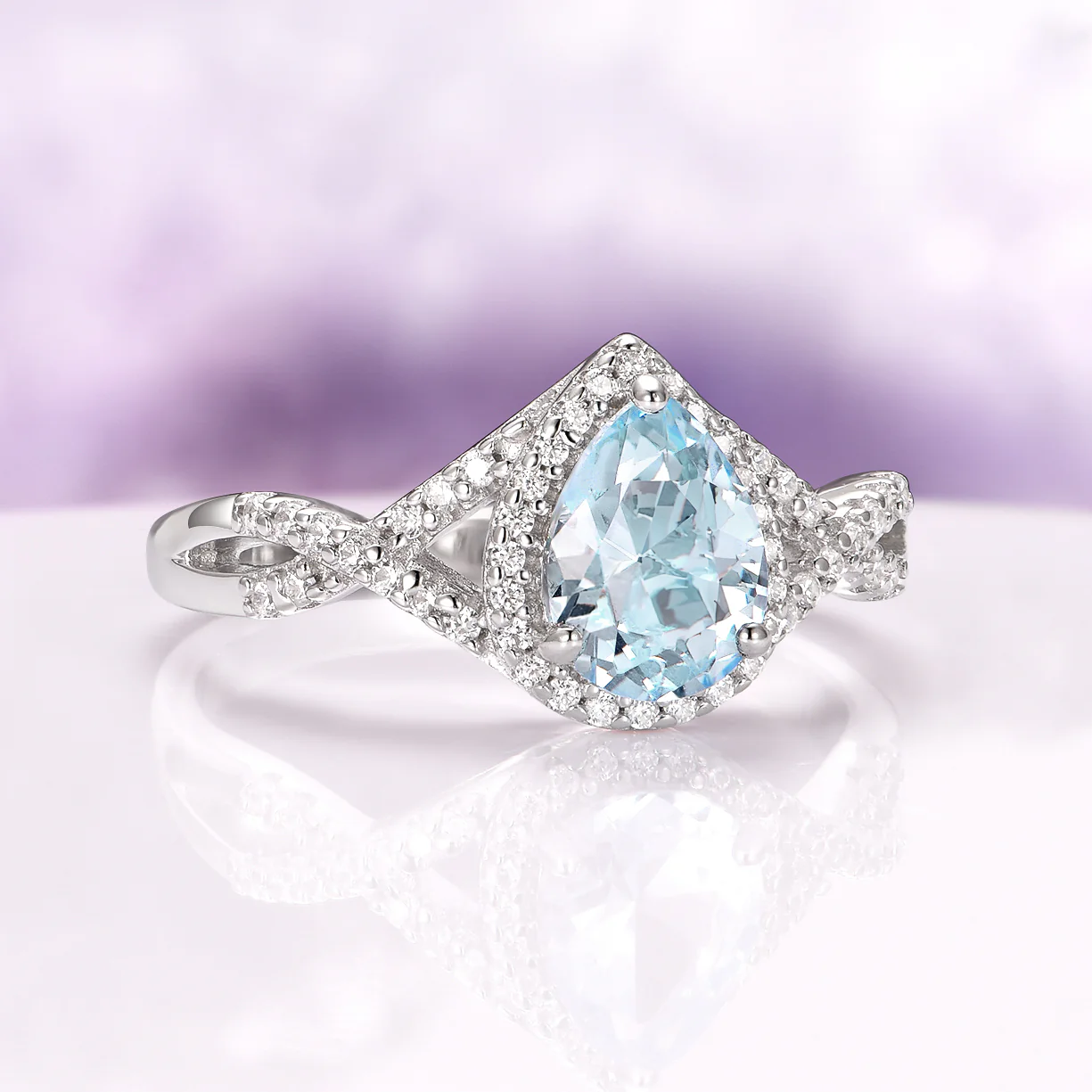 Flair Teardrop Aquamarine Ring in Sterling Silver - Image 4