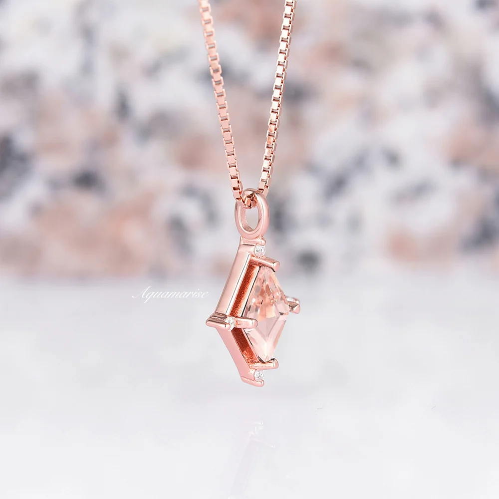 Kite Morganite Necklace in 14K Rose Gold Vermeil - Image 4