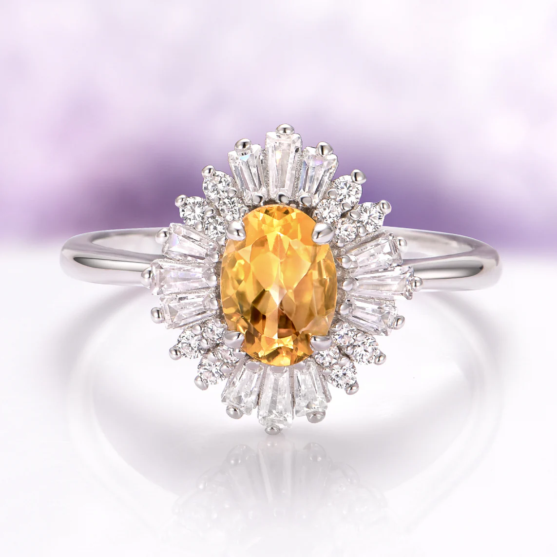 Victoria Natural Citrine Ring in 14K White Gold