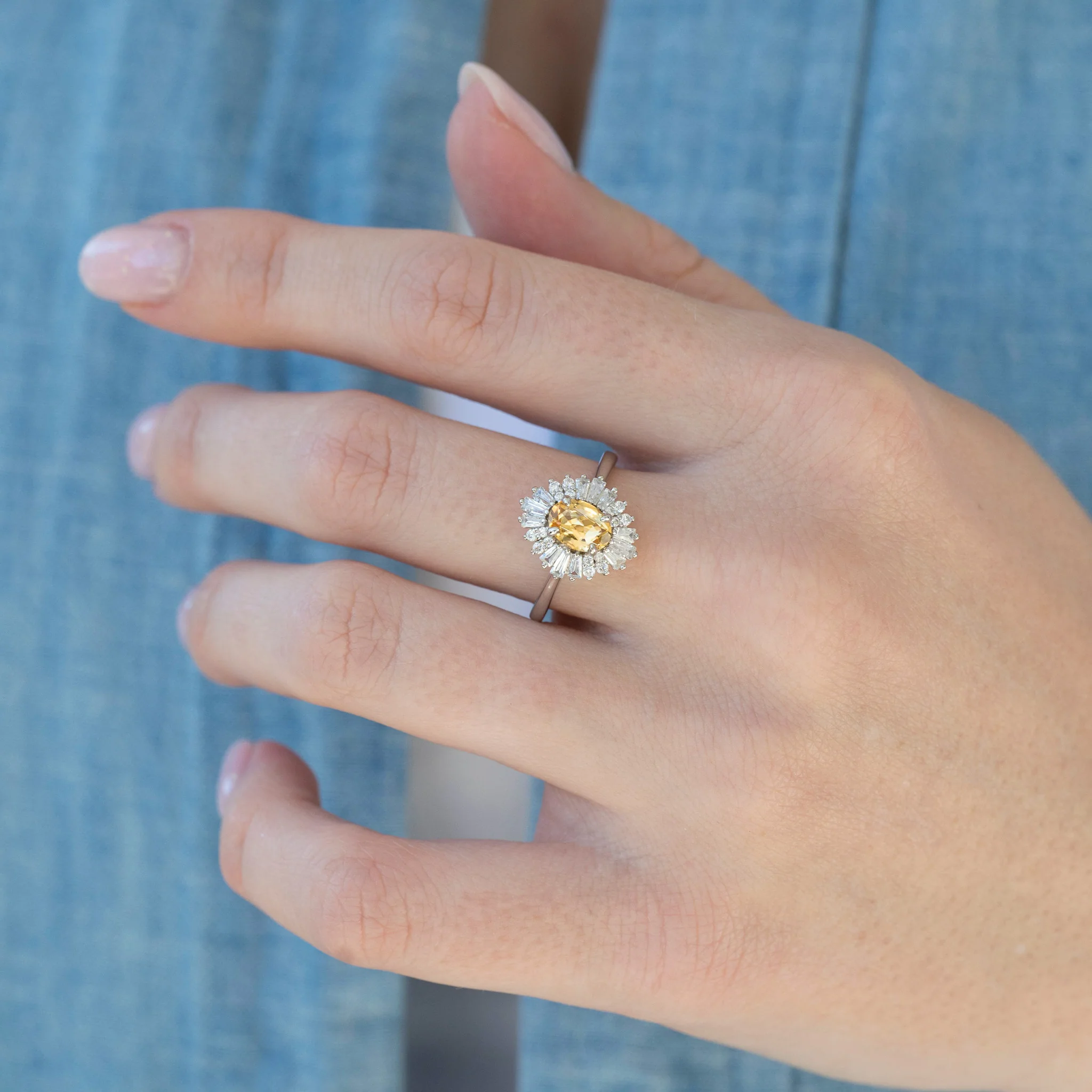 Victoria Natural Citrine Ring in 14K White Gold - Image 4