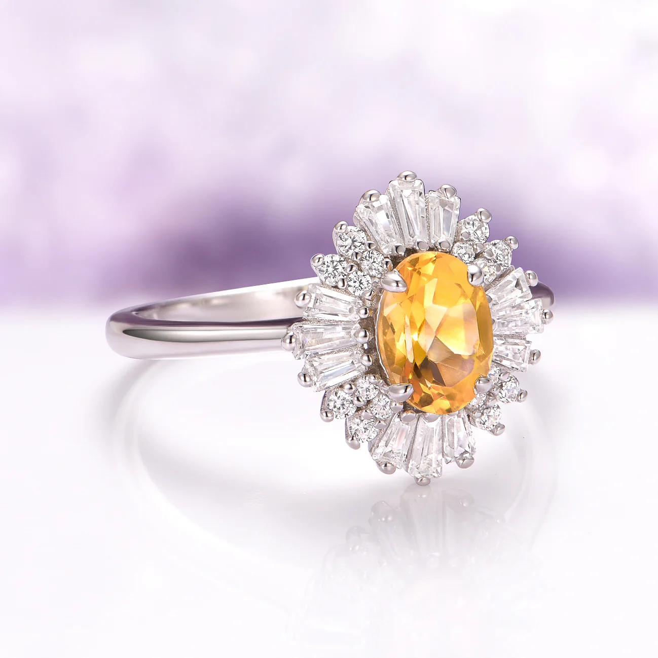Victoria Natural Citrine Ring in 14K White Gold - Image 5