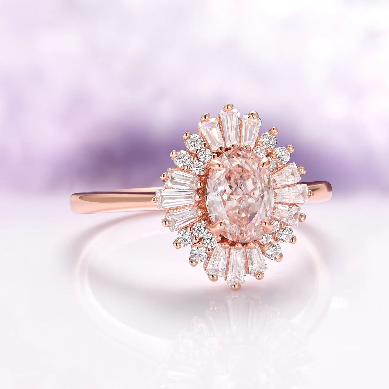 Victoria Vintage Morganite Ring in 14K Solid Rose Gold - Image 7