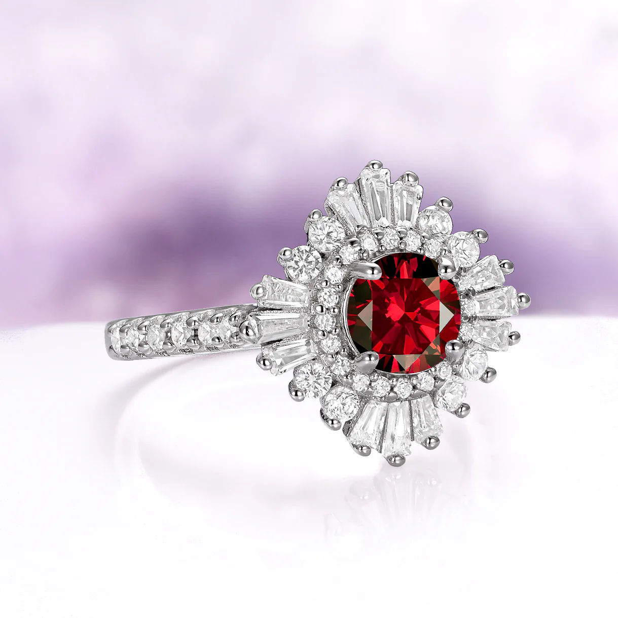 Joelle Vintage Natural Red Garnet Ring in Sterling Silver - Image 4