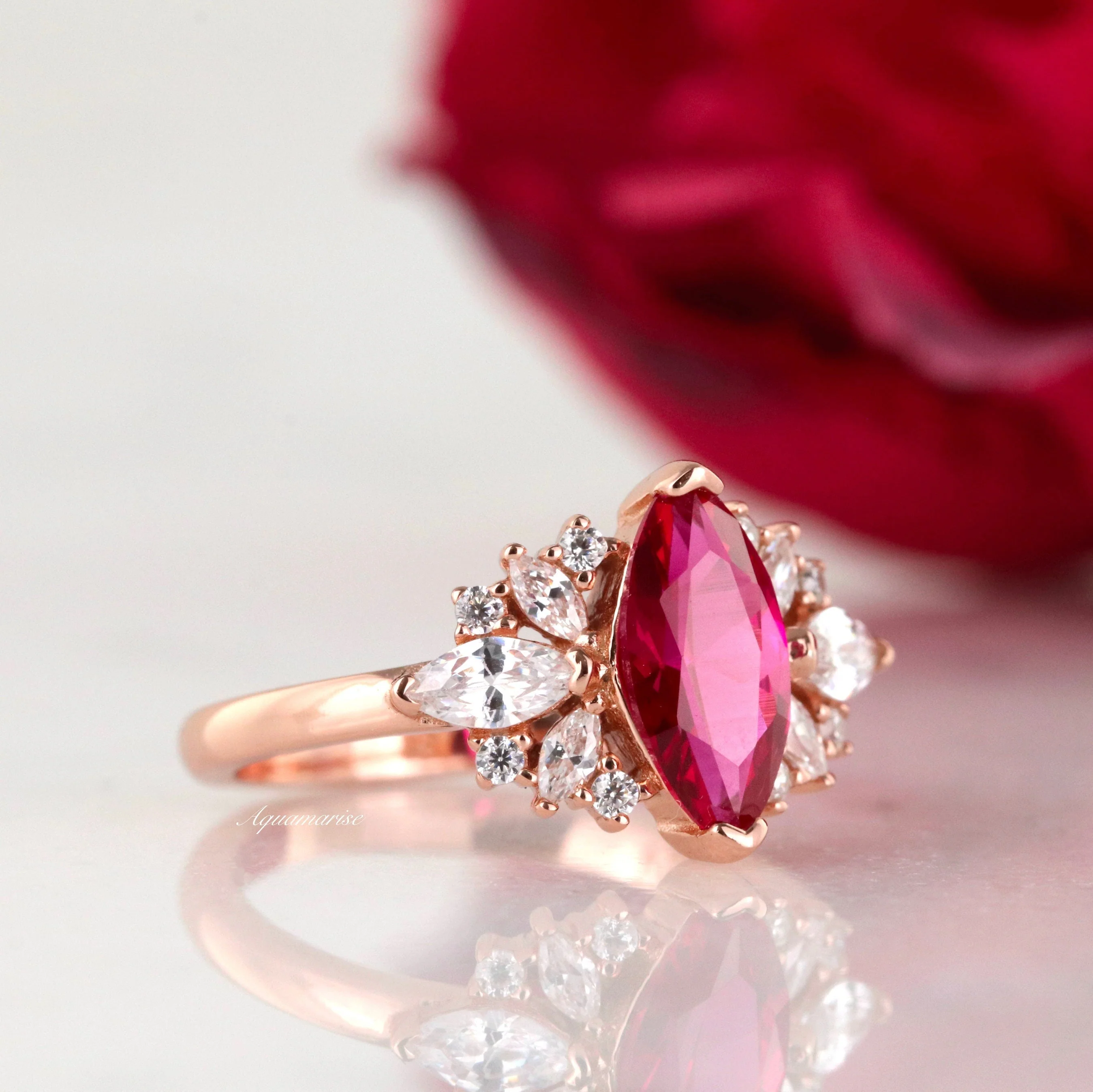 Adeline Ruby Ring- 14K Rose Gold Vermeil - Image 5