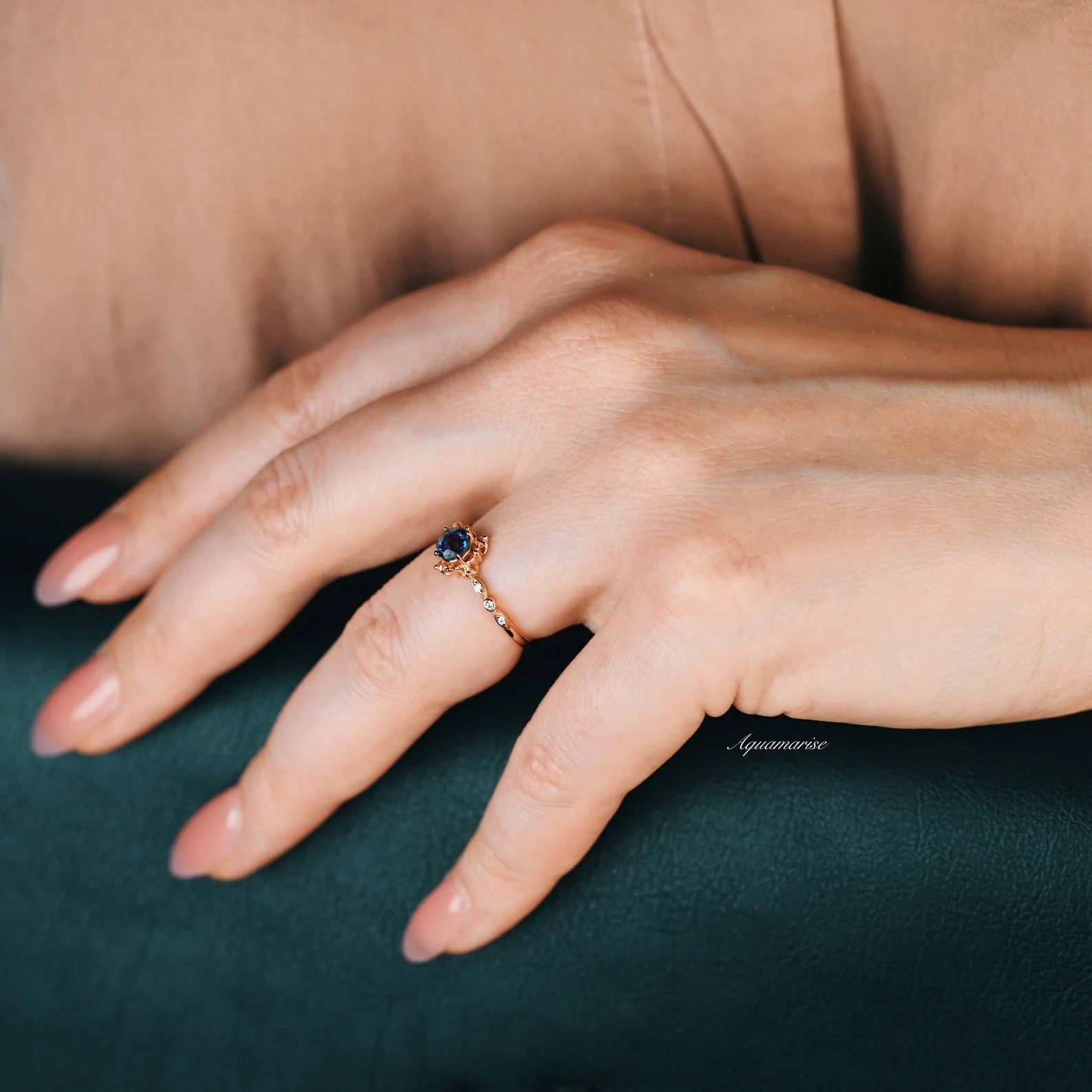 Vintage Alexandrite Fairytale Engagement Ring in 14K Rose Gold Vermeil - Image 7