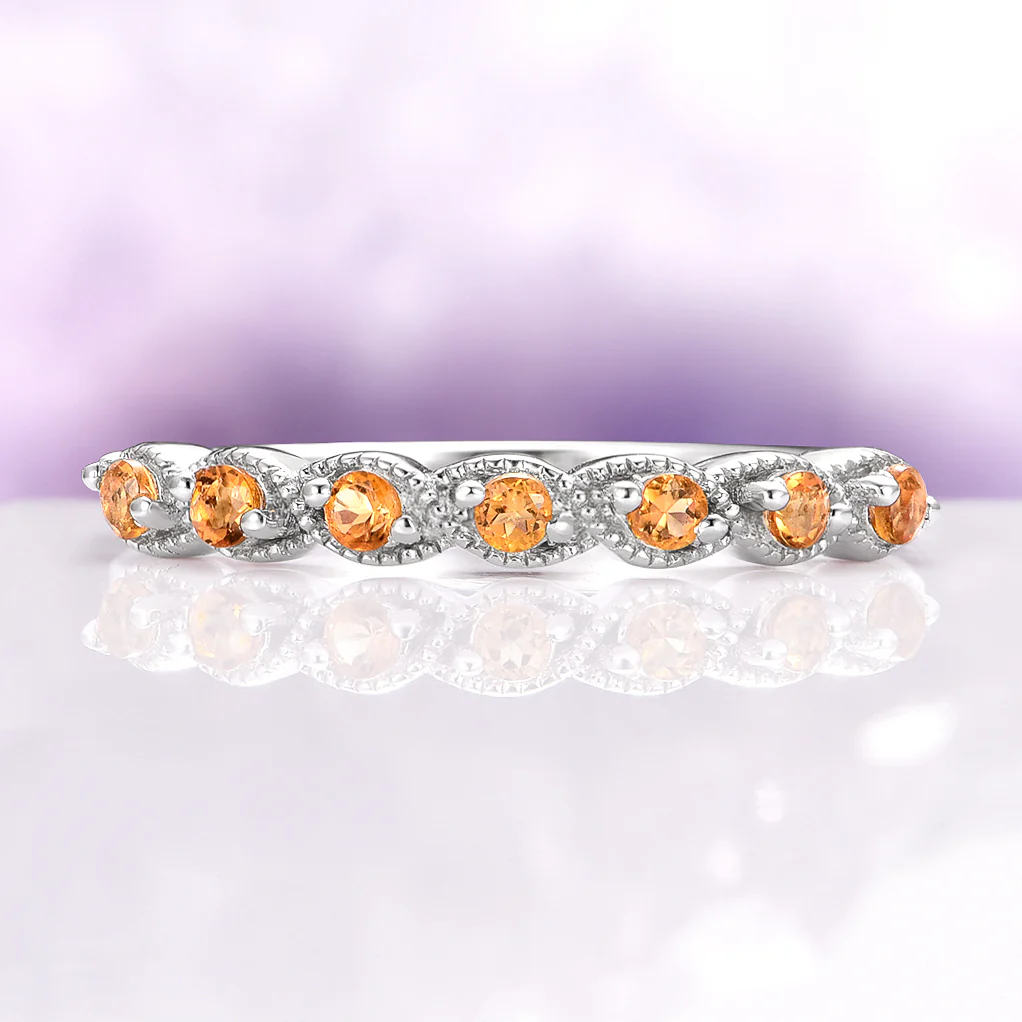 Vintage Natural Citrine Band in Sterling Silver