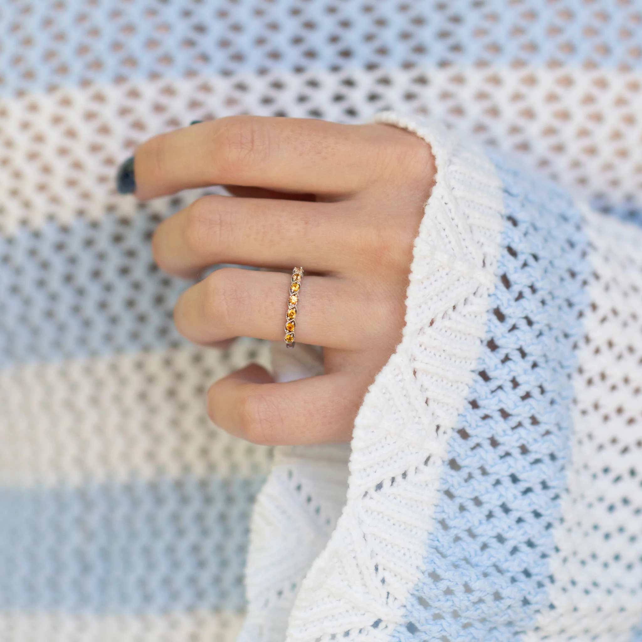 Vintage Natural Citrine Band in Sterling Silver - Image 2