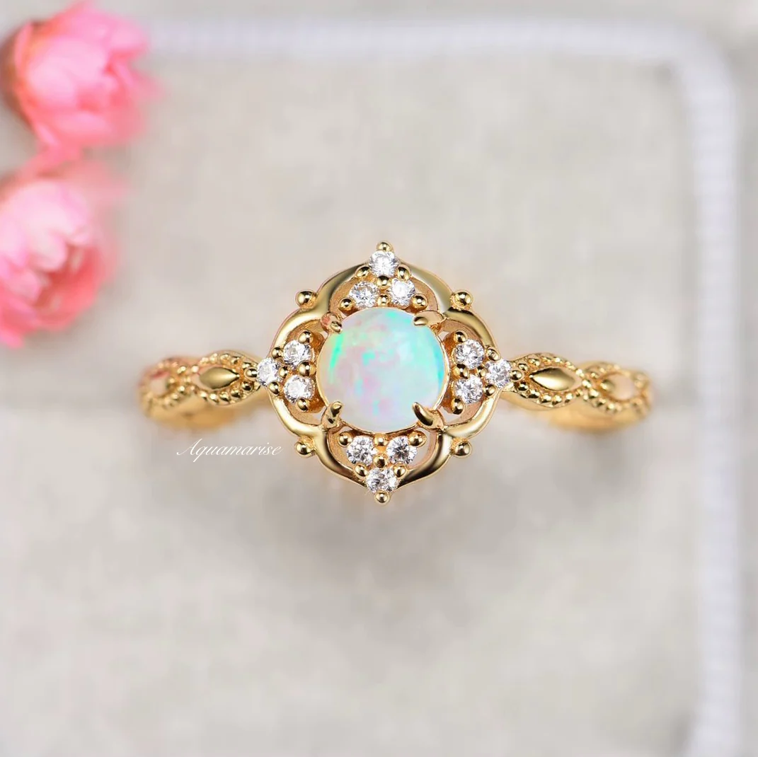 Australian Opal Ring-14K Yellow Gold Vermeil - Image 3
