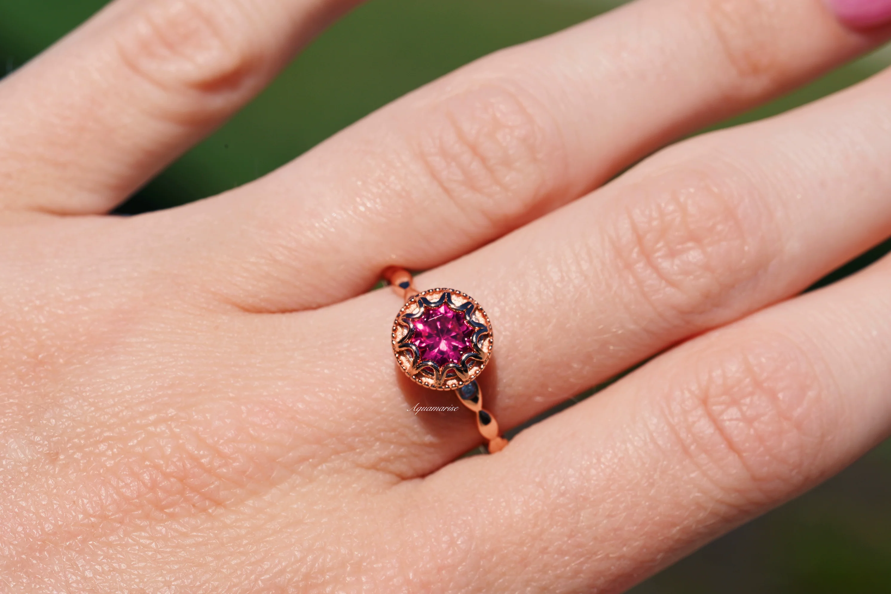 Vintage Ruby Ring in 14K Rose Gold Vermeil - Image 3